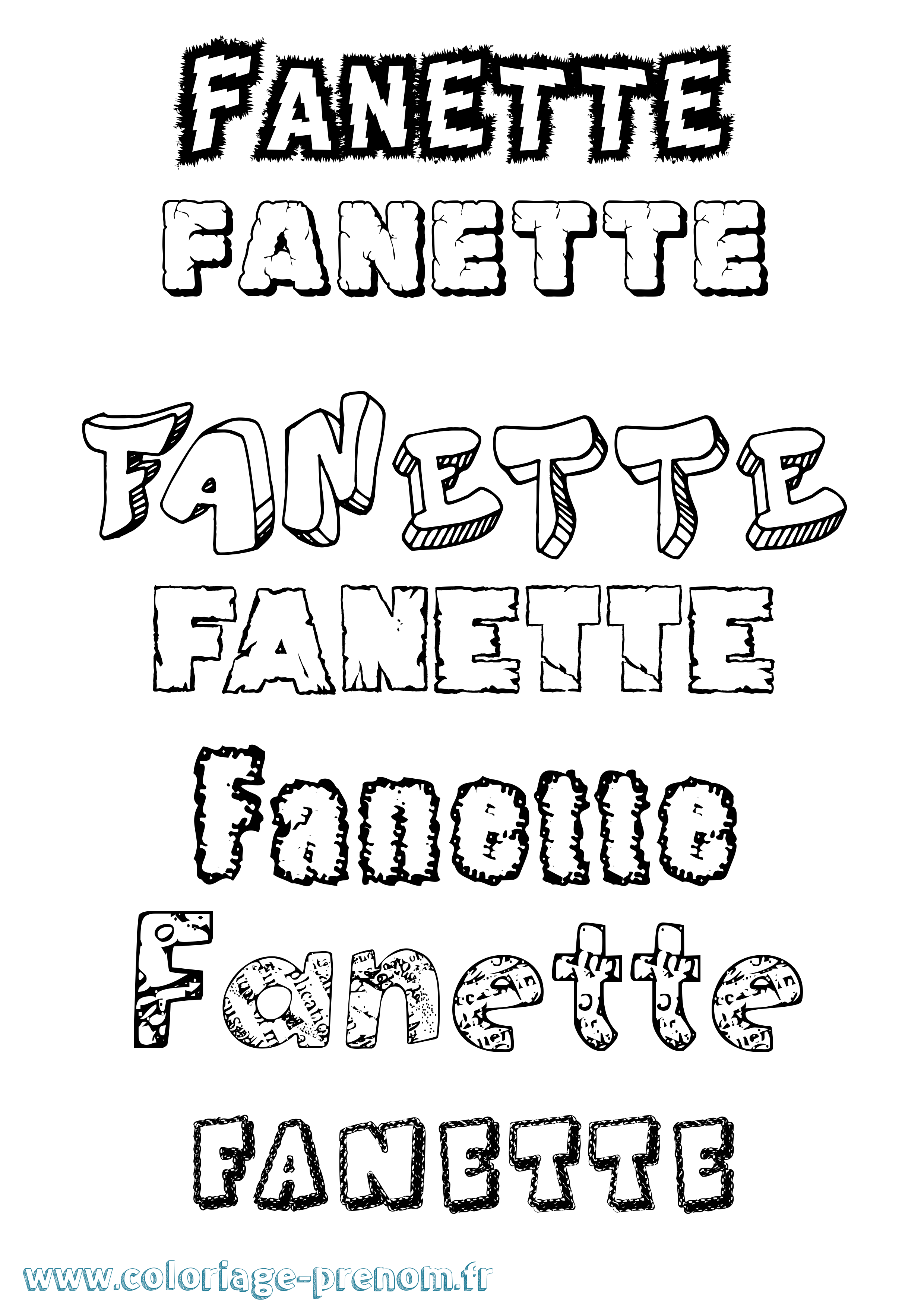 Coloriage Fanette Destructuré Coloriage prénom Fanette Destructuré