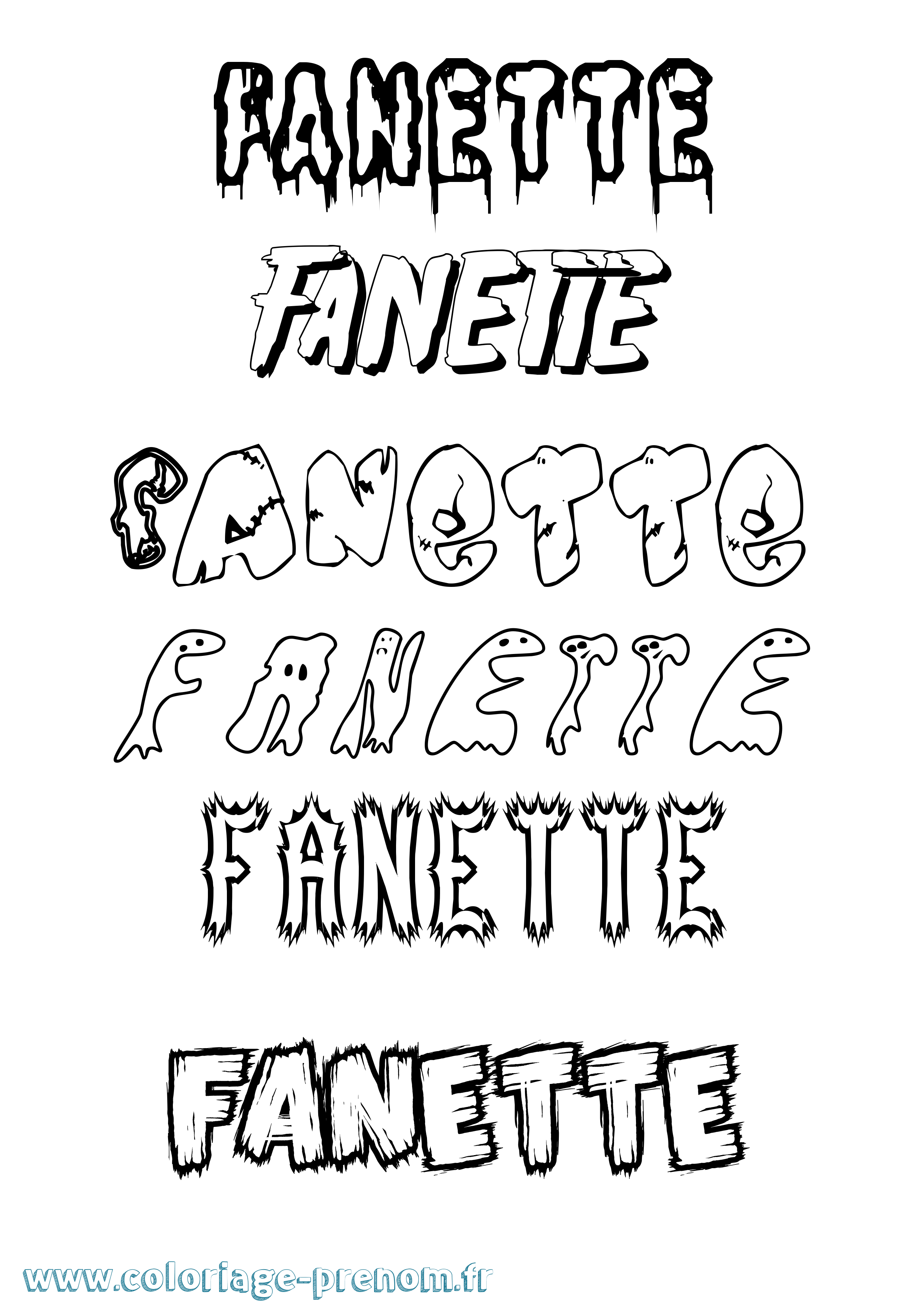 Coloriage Fanette Frisson Coloriage prénom Fanette Frisson