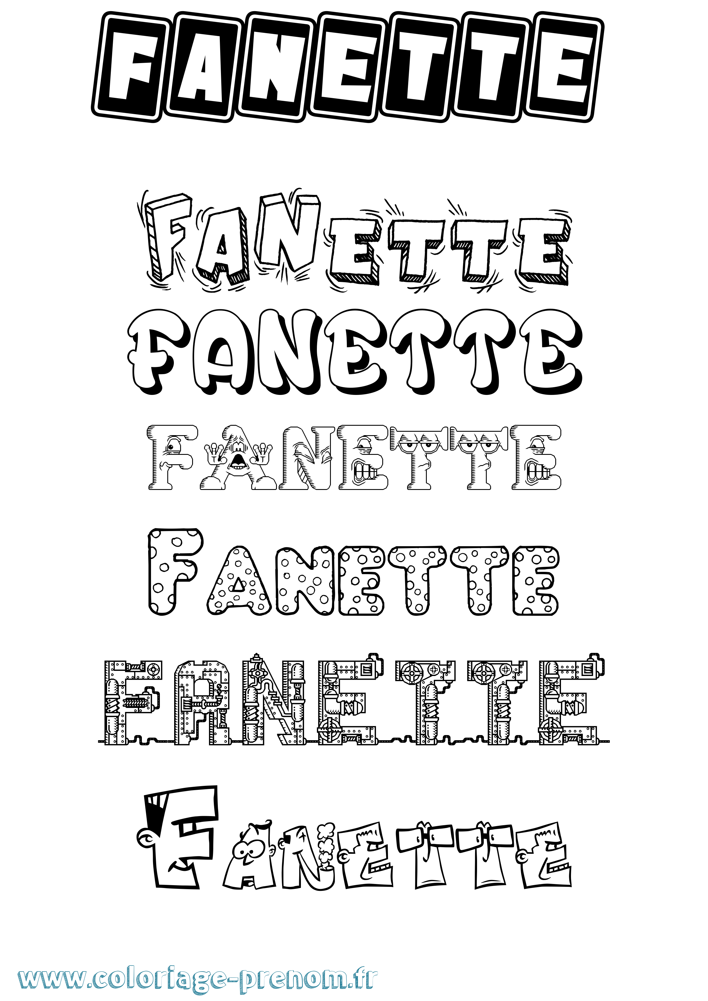 Coloriage Fanette Fun Coloriage prénom Fanette Fun