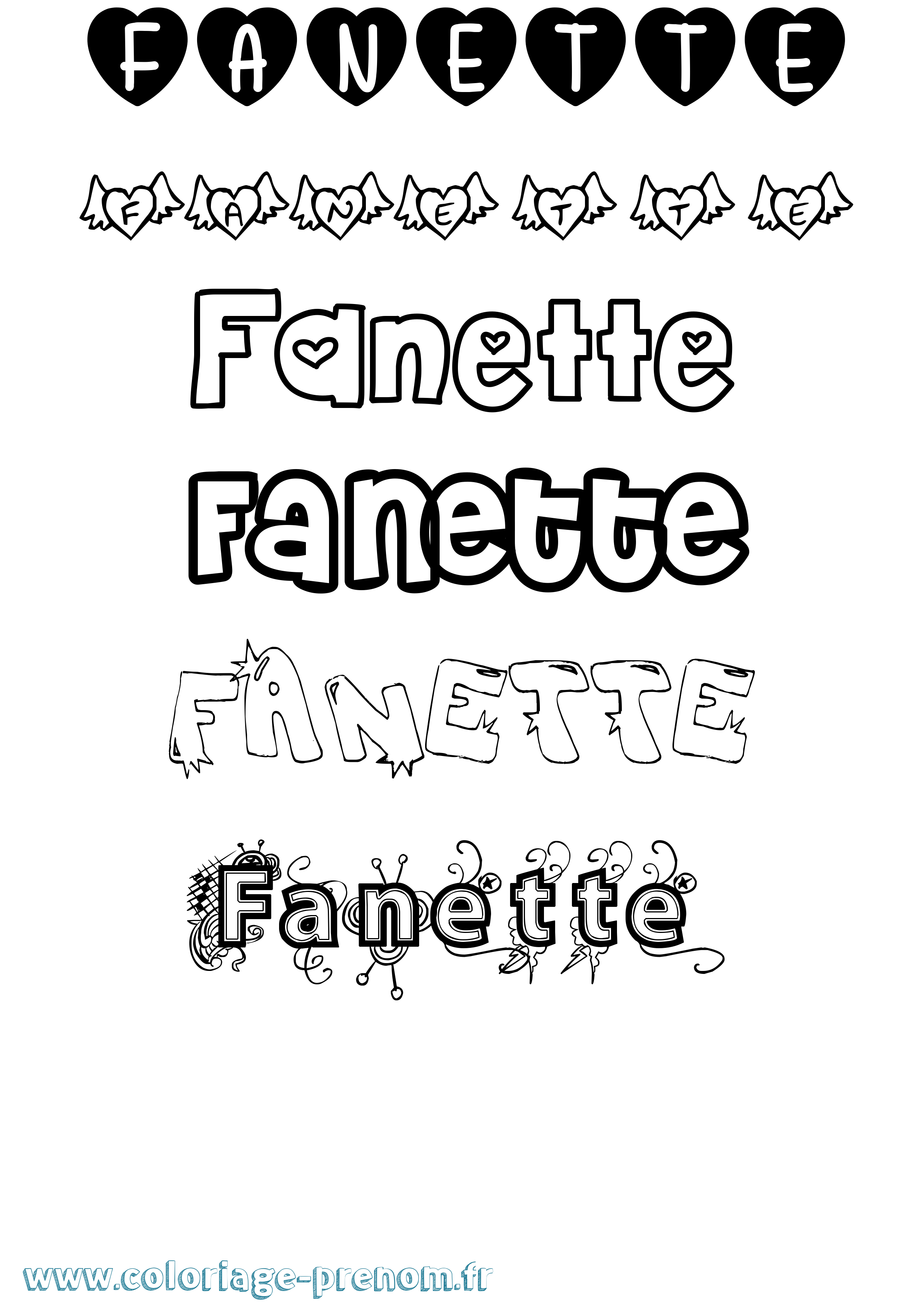 Coloriage Fanette Girly Coloriage prénom Fanette Girly