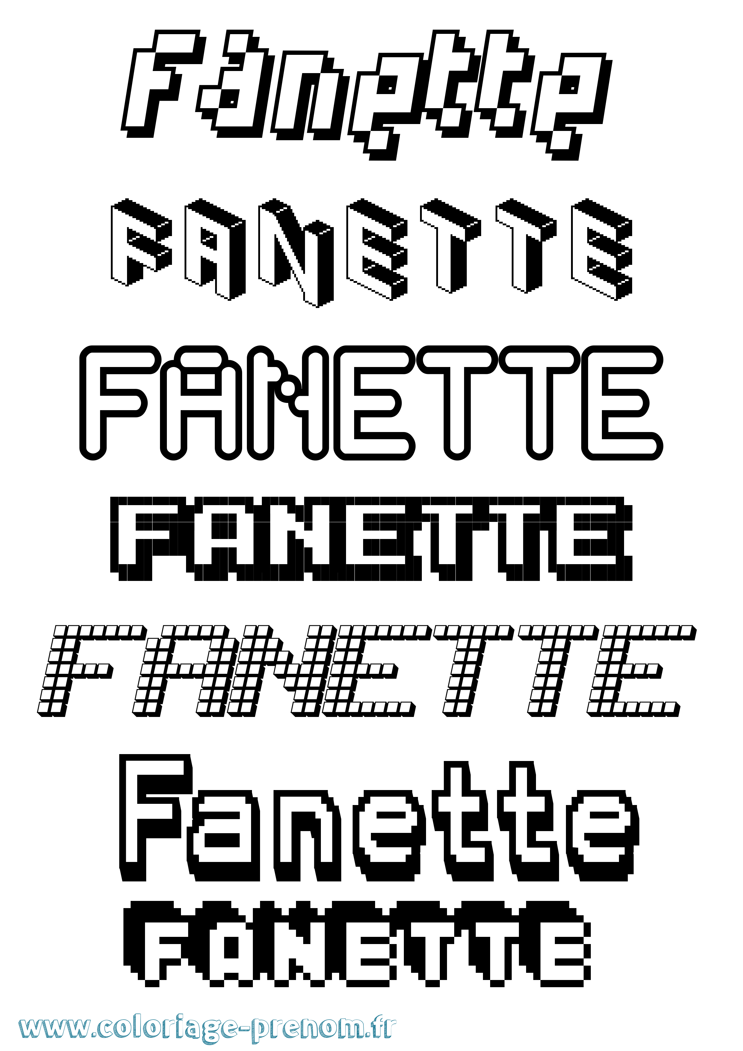 Coloriage Fanette Pixel Coloriage prénom Fanette Pixel