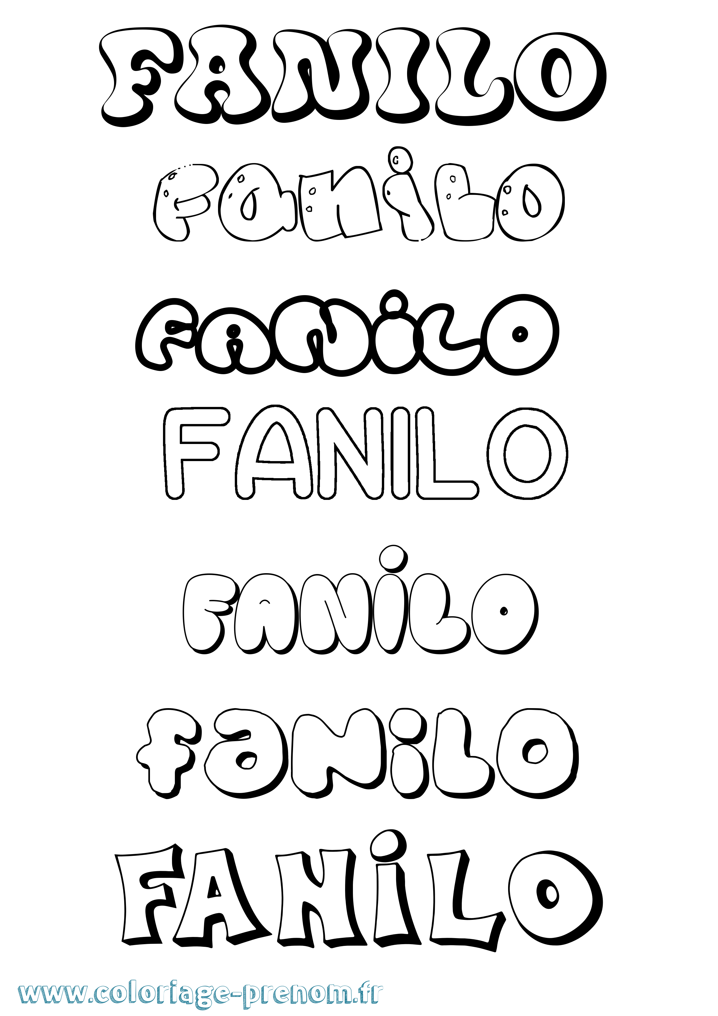 Coloriage Fanilo Bubble Coloriage prénom Fanilo Bubble