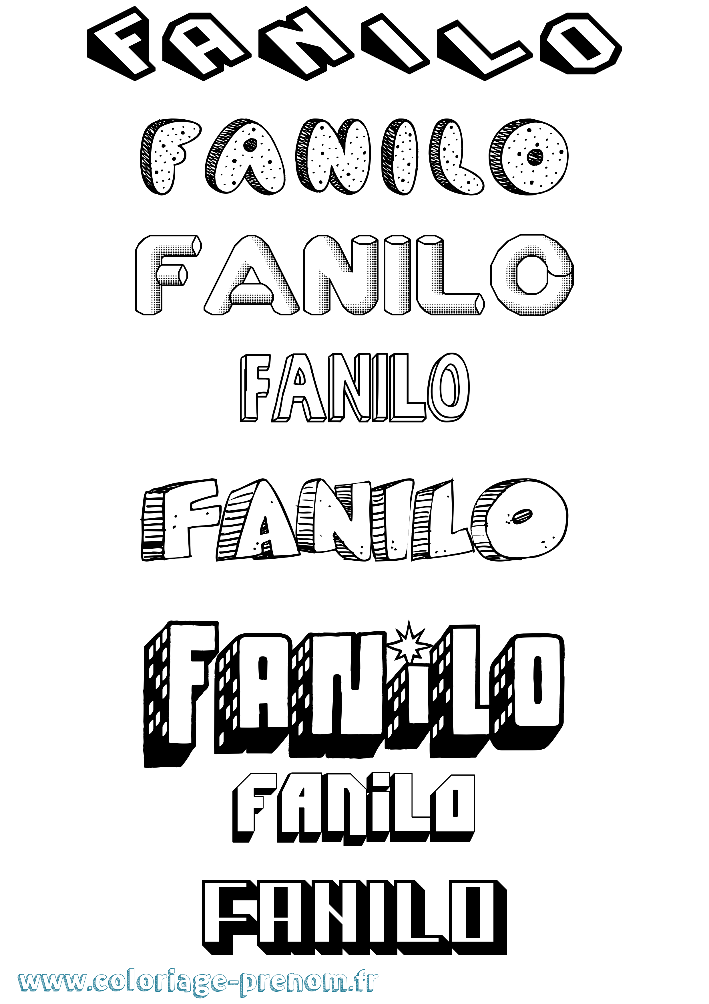 Coloriage Fanilo Effet 3D Coloriage prénom Fanilo Effet 3D