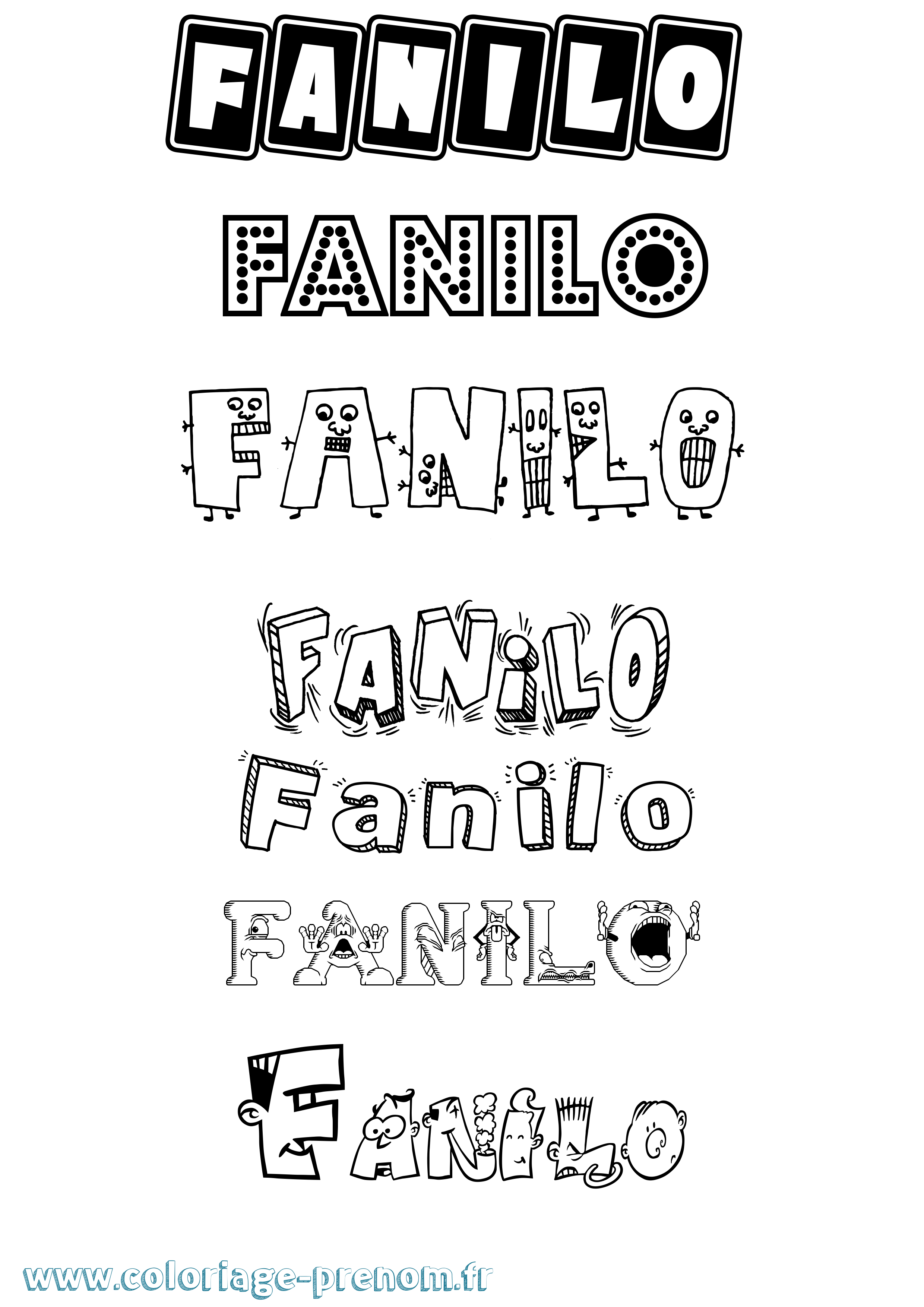 Coloriage Fanilo Fun Coloriage prénom Fanilo Fun