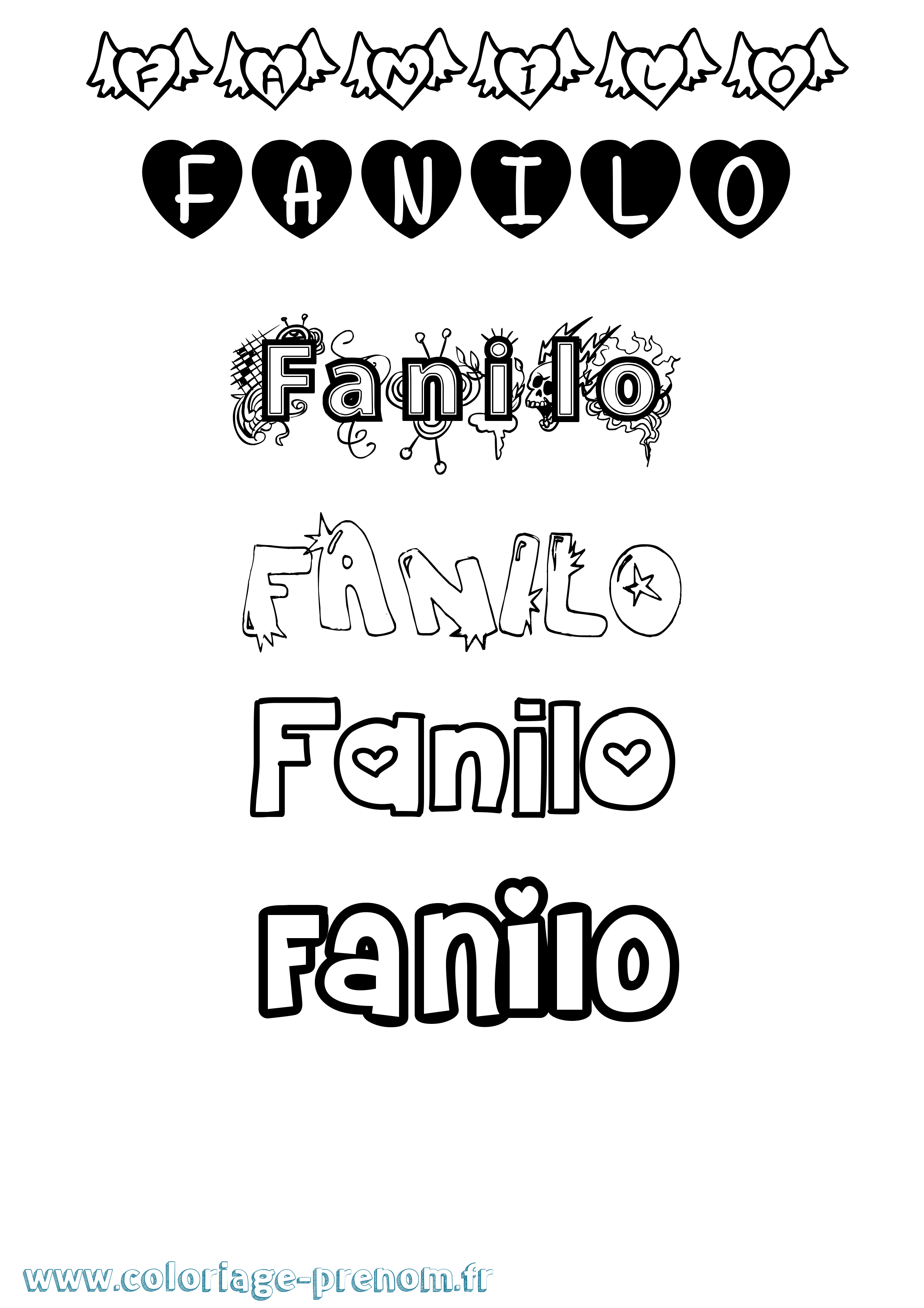 Coloriage Fanilo Girly Coloriage prénom Fanilo Girly