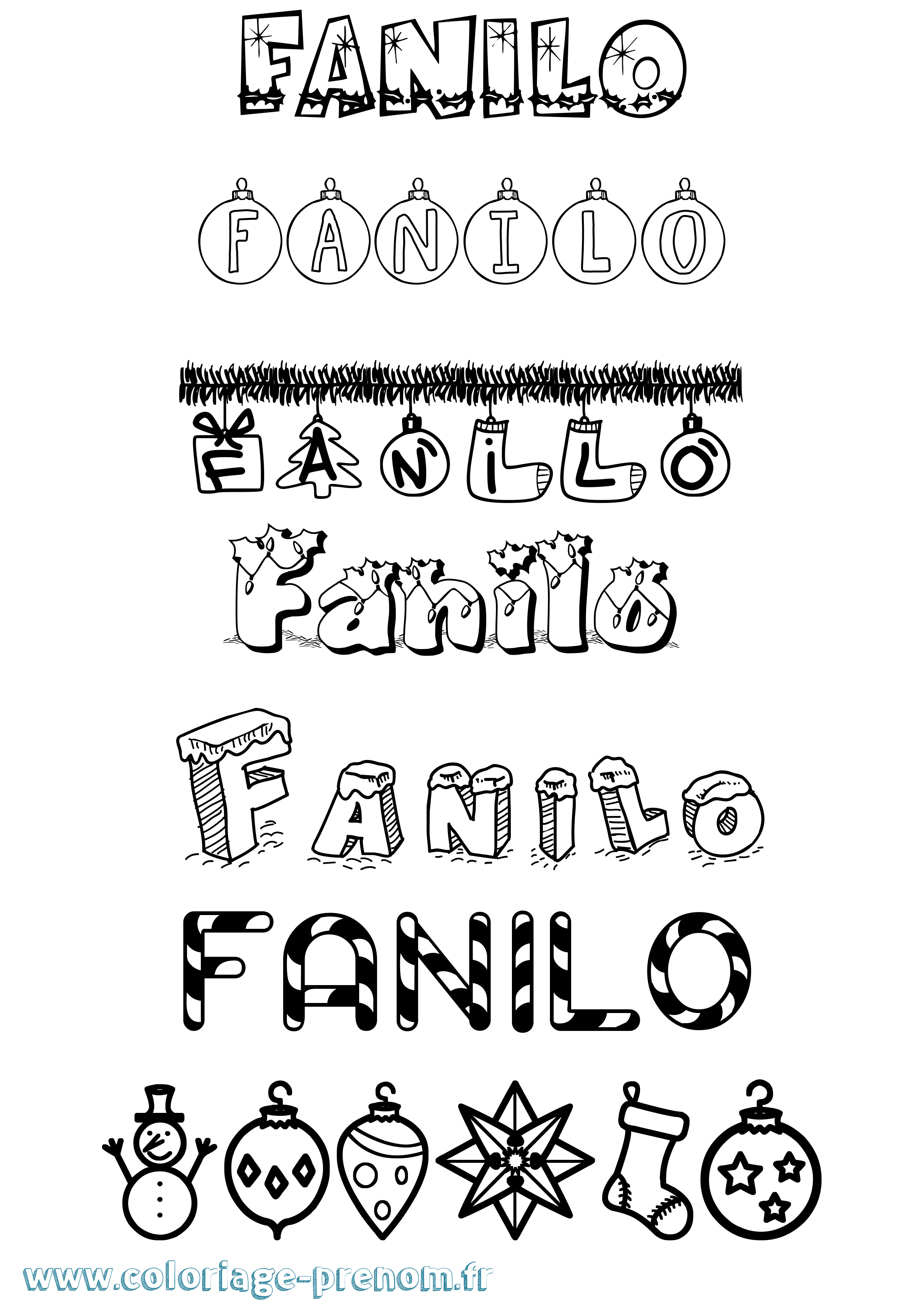Coloriage Fanilo Noël Coloriage prénom Fanilo Noël