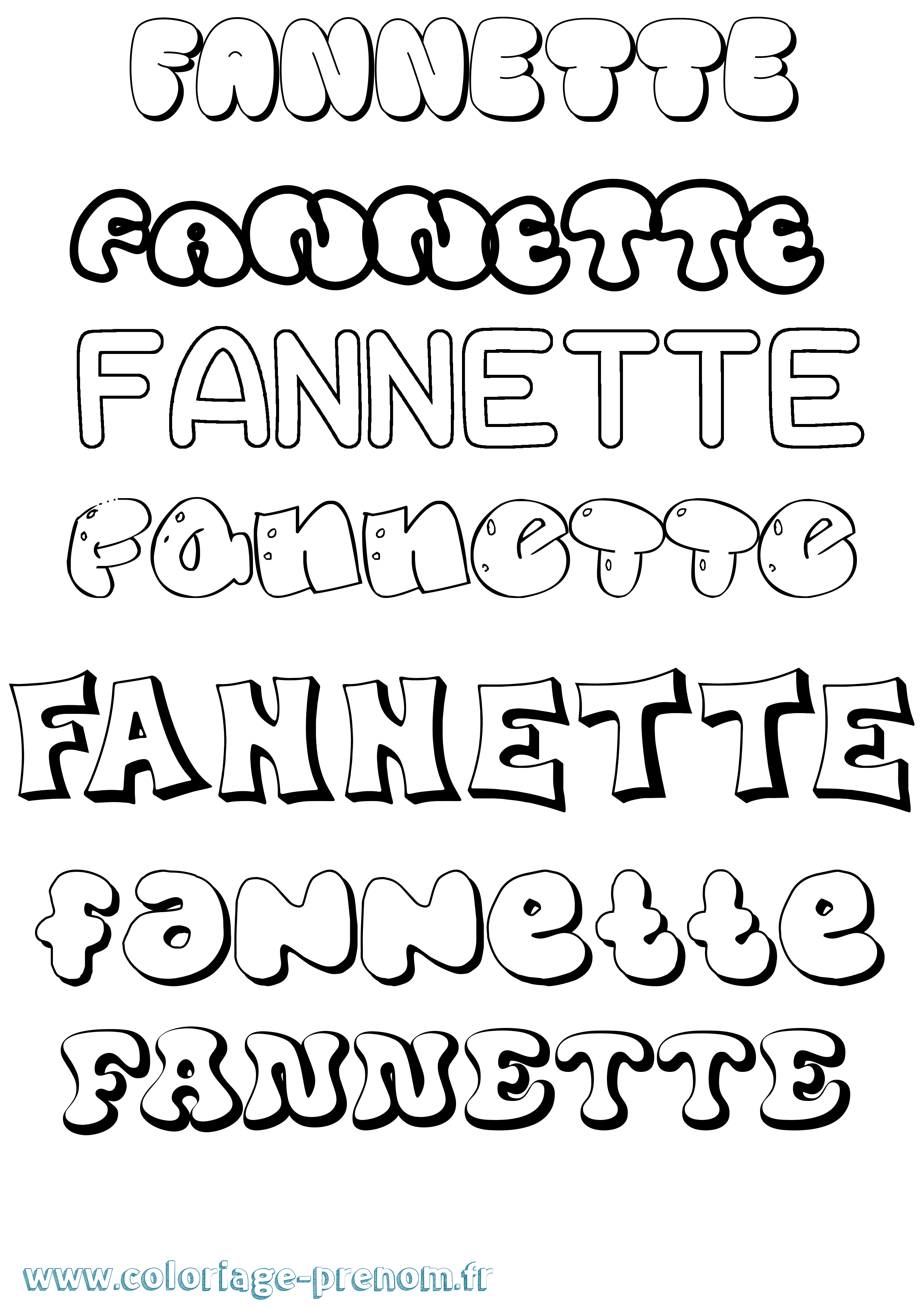 Coloriage Fannette Bubble Coloriage prénom Fannette Bubble