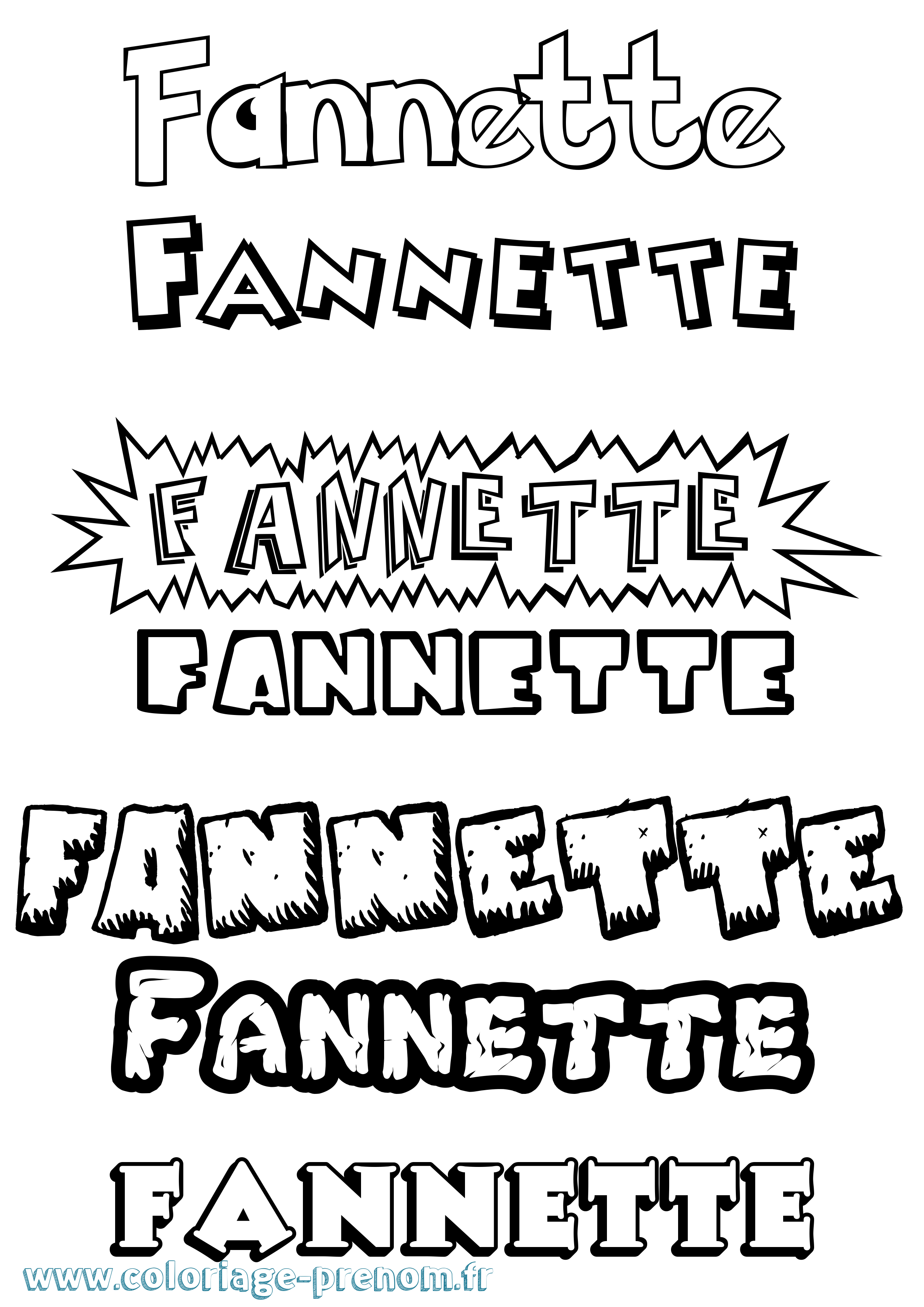 Coloriage Fannette Dessin Animé Coloriage prénom Fannette Dessin Animé