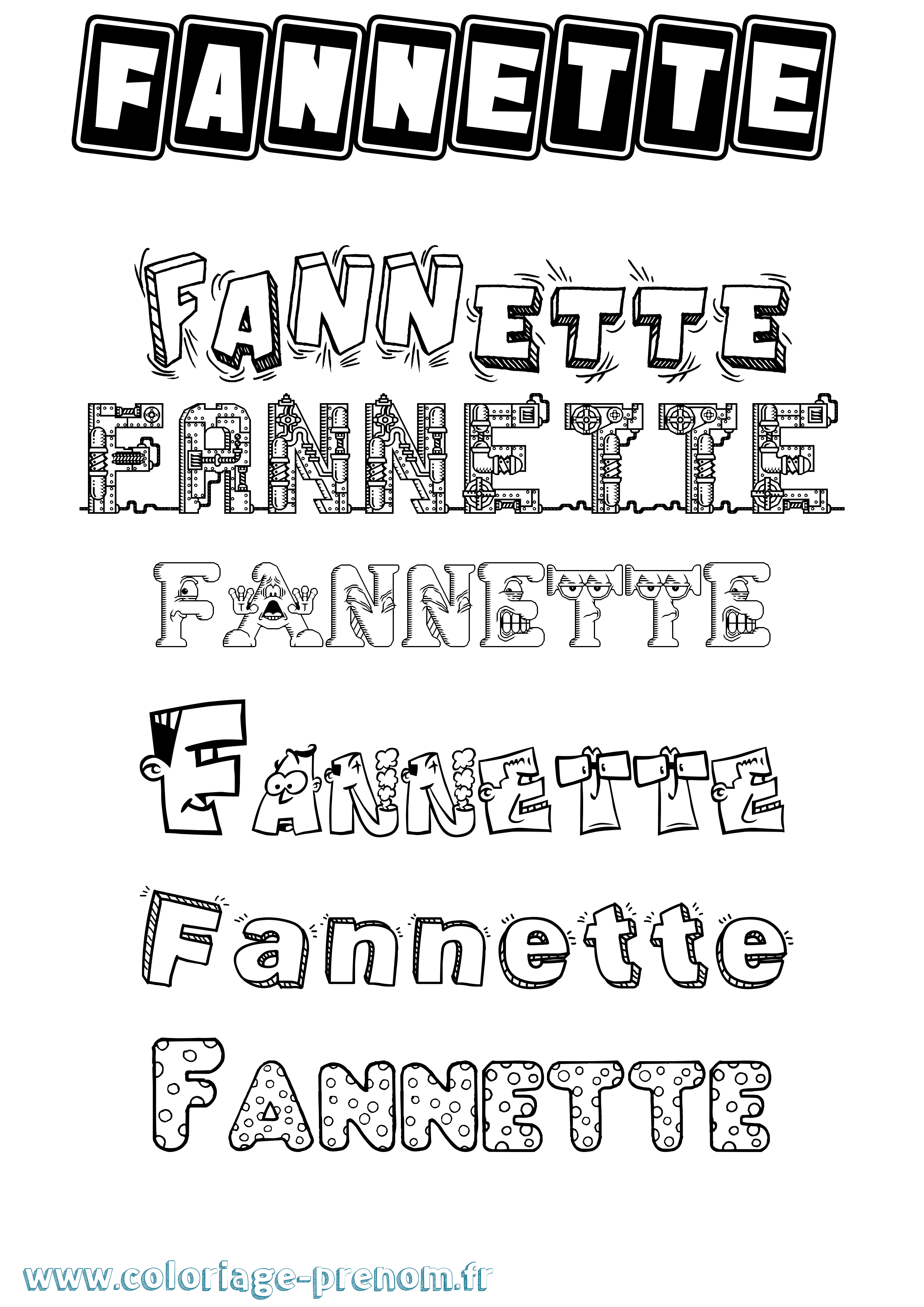 Coloriage Fannette Fun Coloriage prénom Fannette Fun