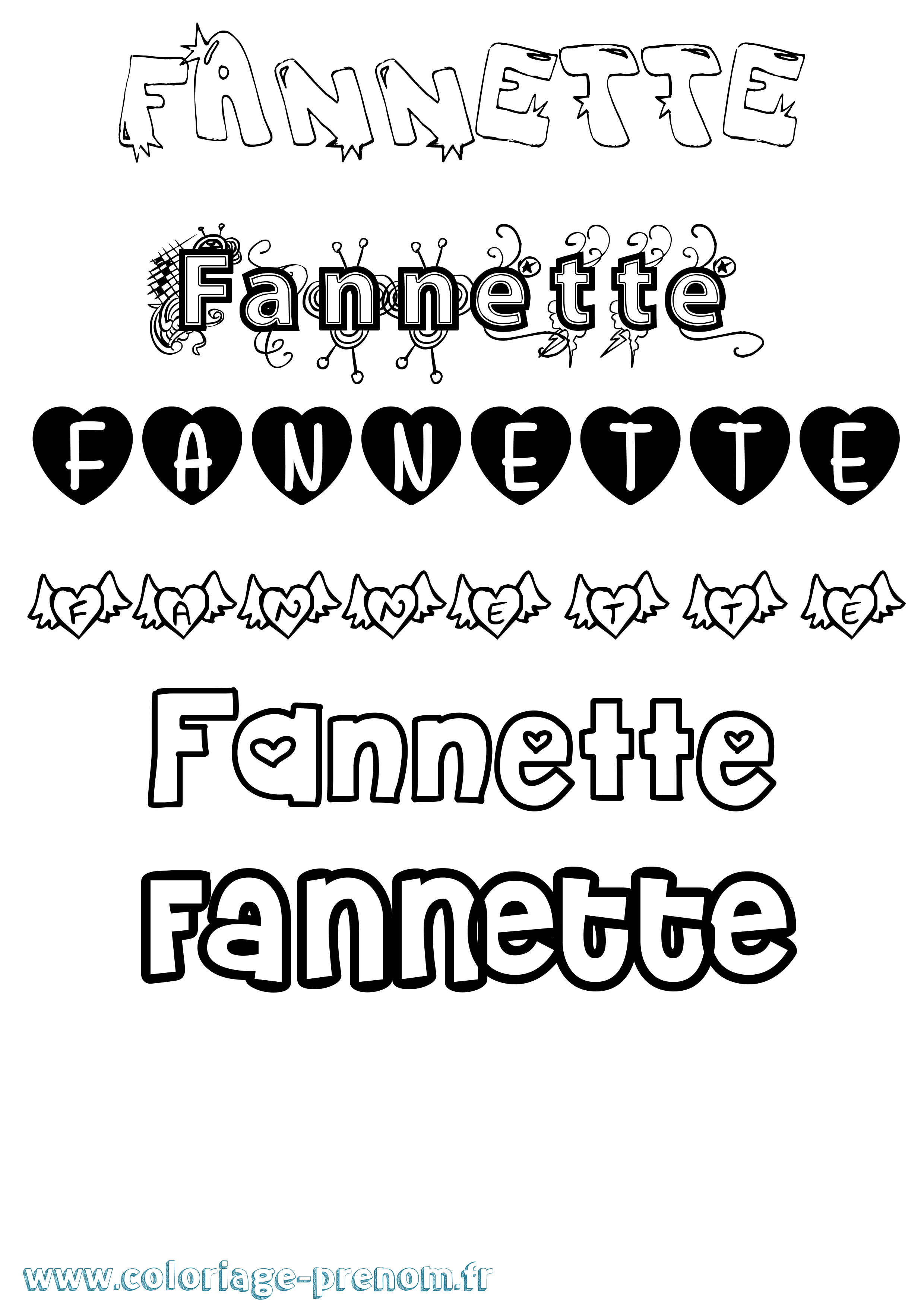 Coloriage Fannette Girly Coloriage prénom Fannette Girly