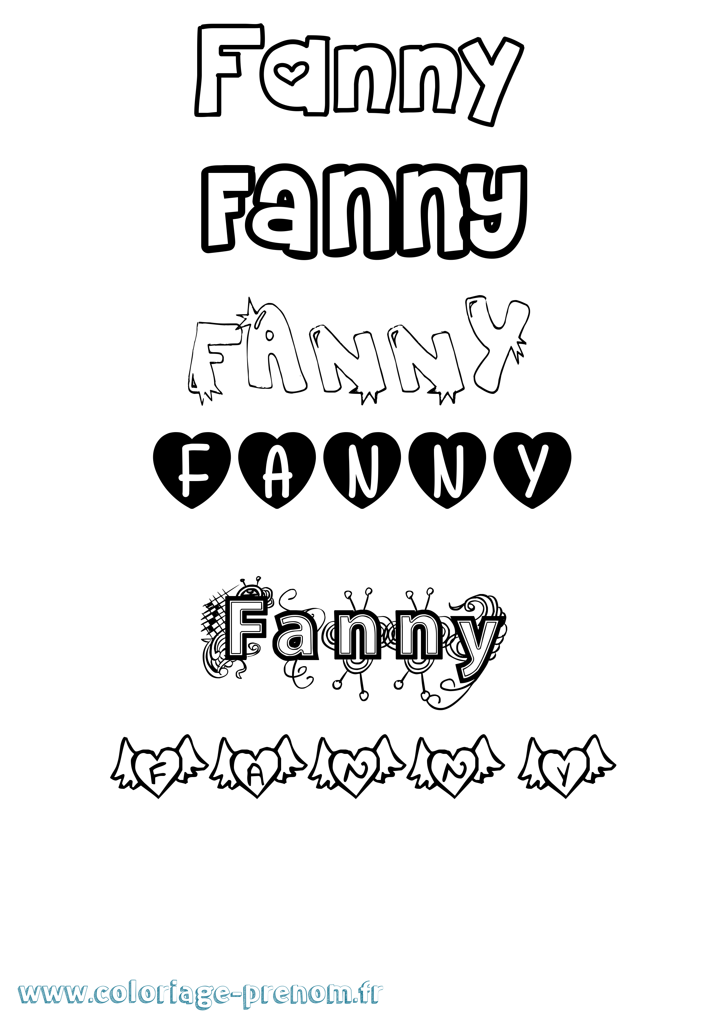 Coloriage prénom Fanny Girly