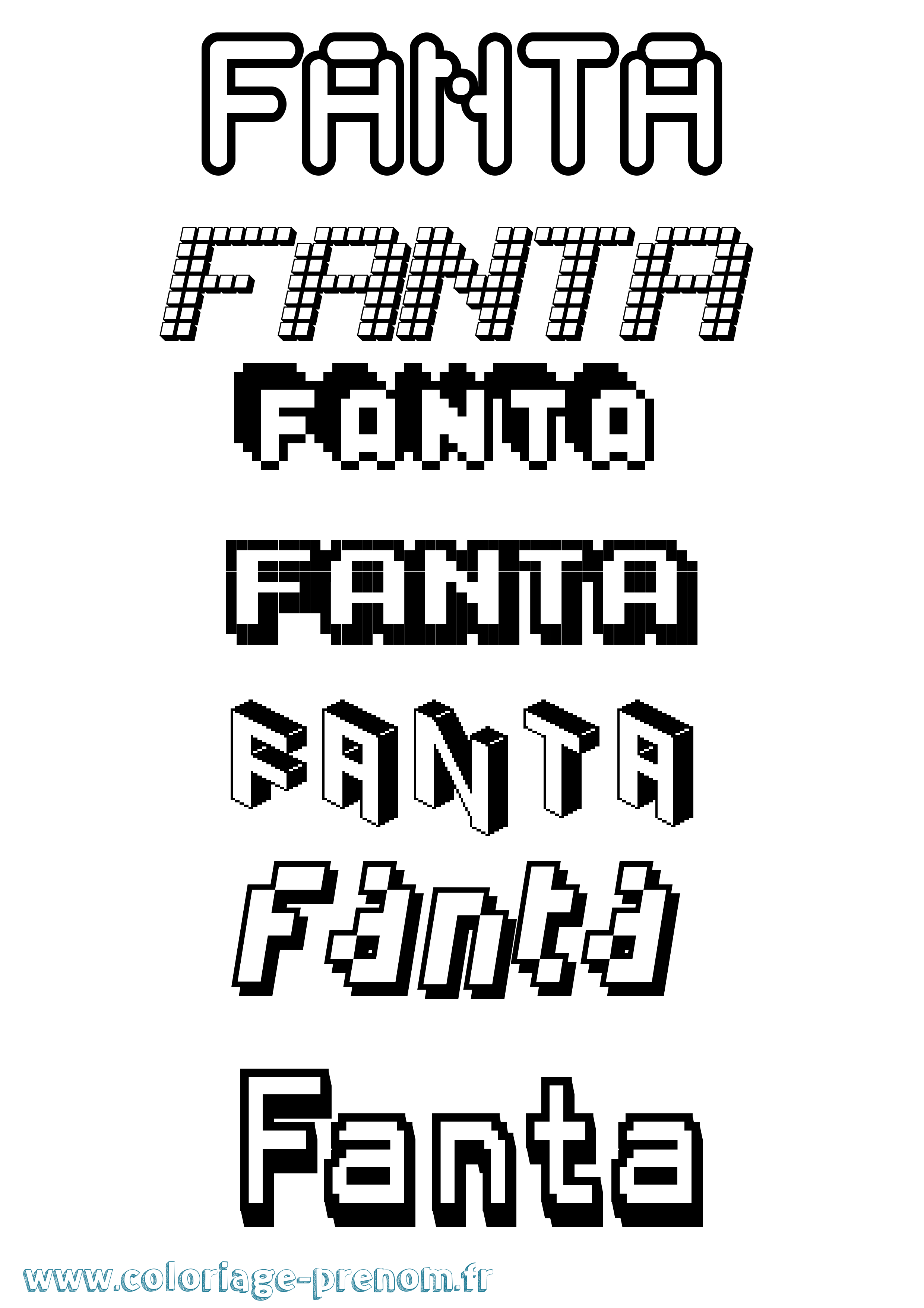 Coloriage prénom Fanta Pixel