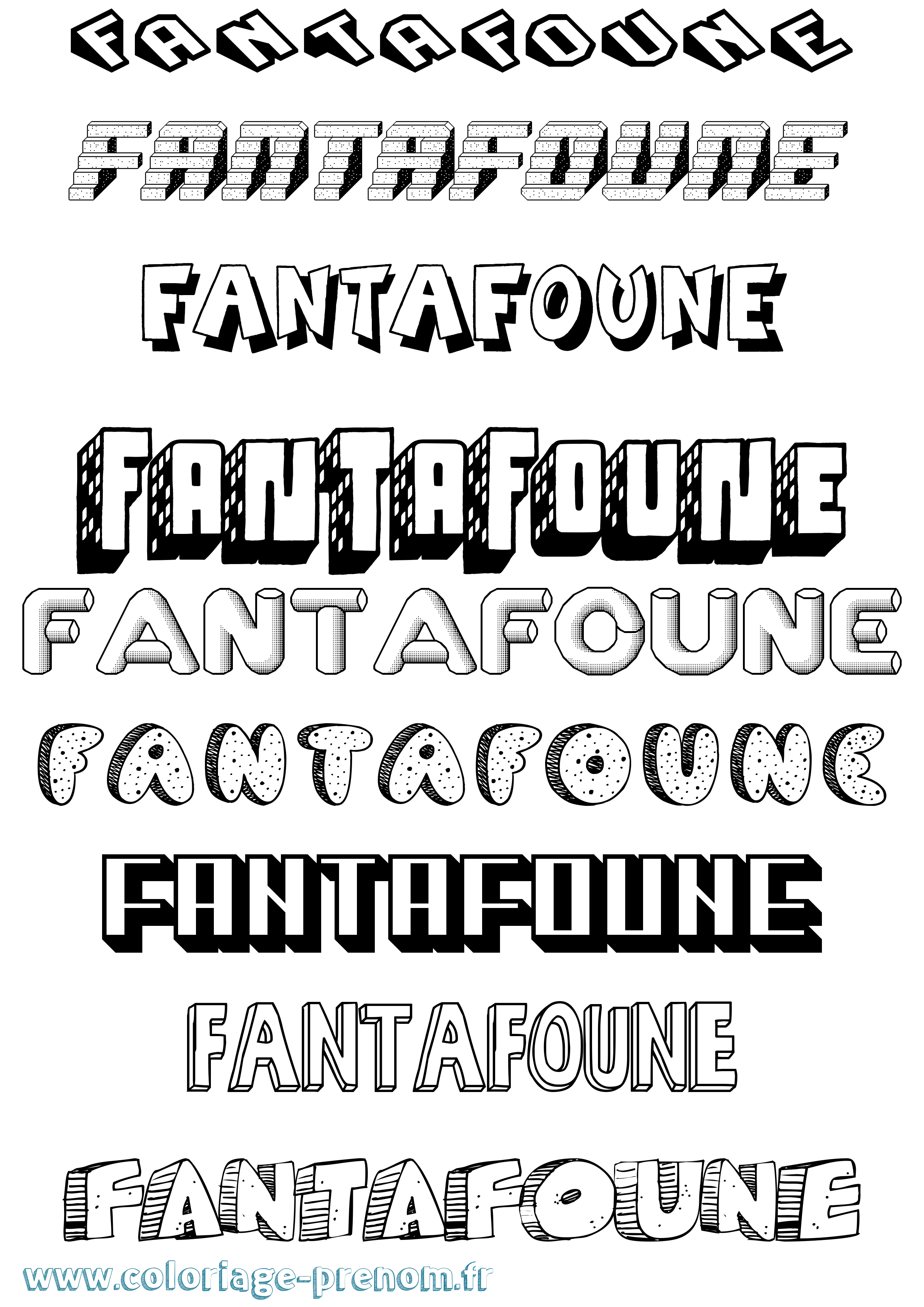 Coloriage Fantafoune Effet 3D Coloriage prénom Fantafoune Effet 3D