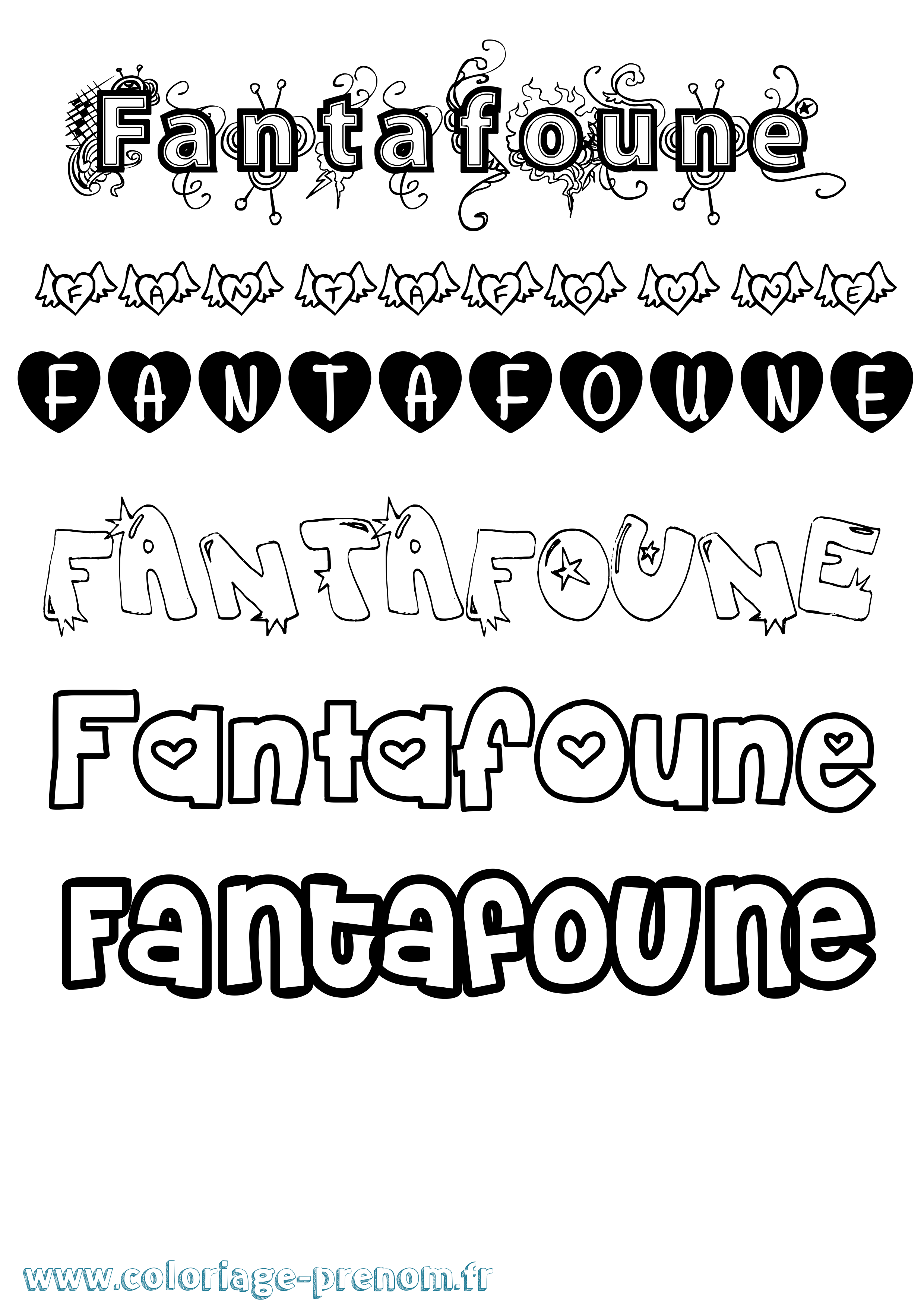 Coloriage Fantafoune Girly Coloriage prénom Fantafoune Girly