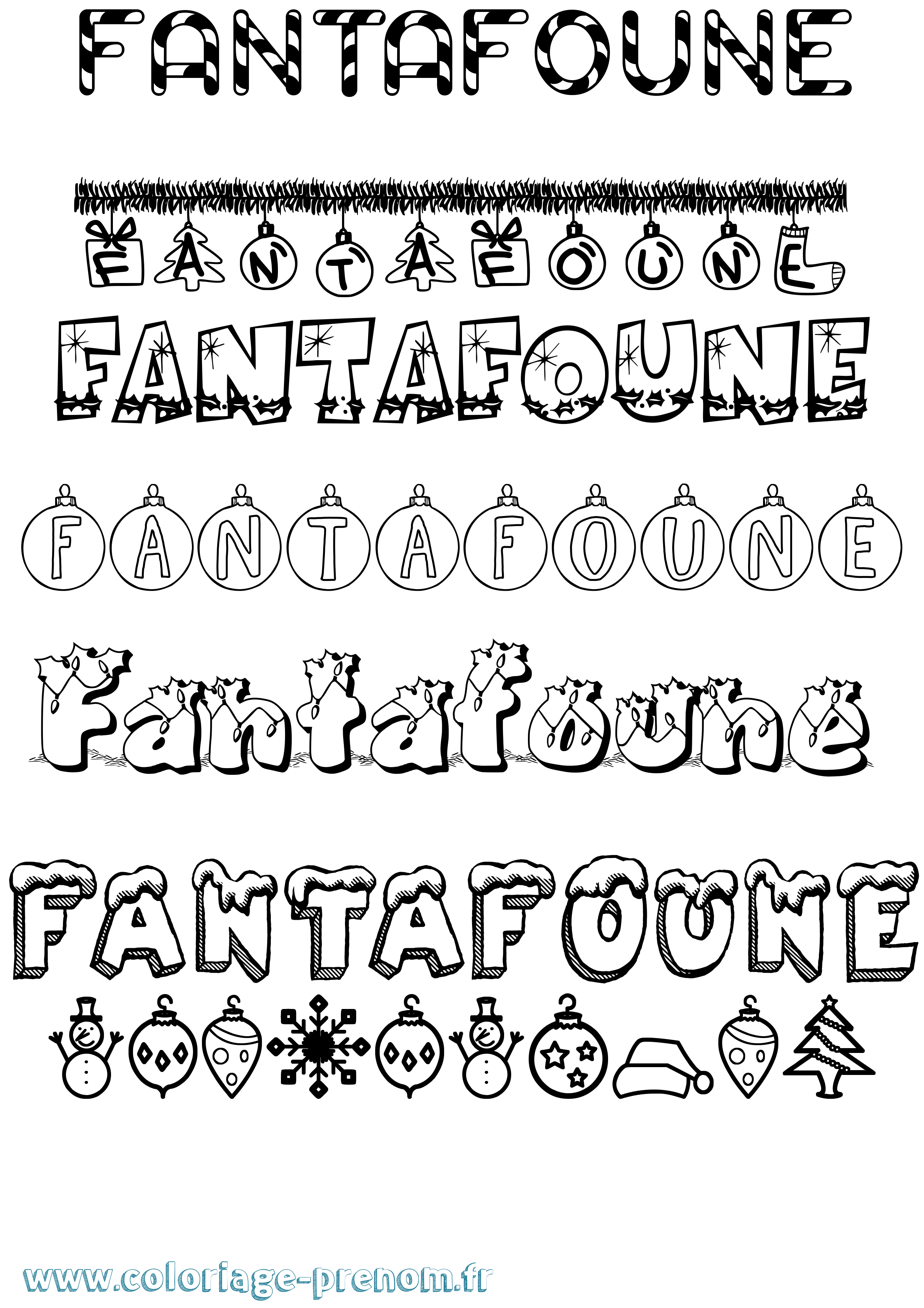 Coloriage Fantafoune Noël Coloriage prénom Fantafoune Noël