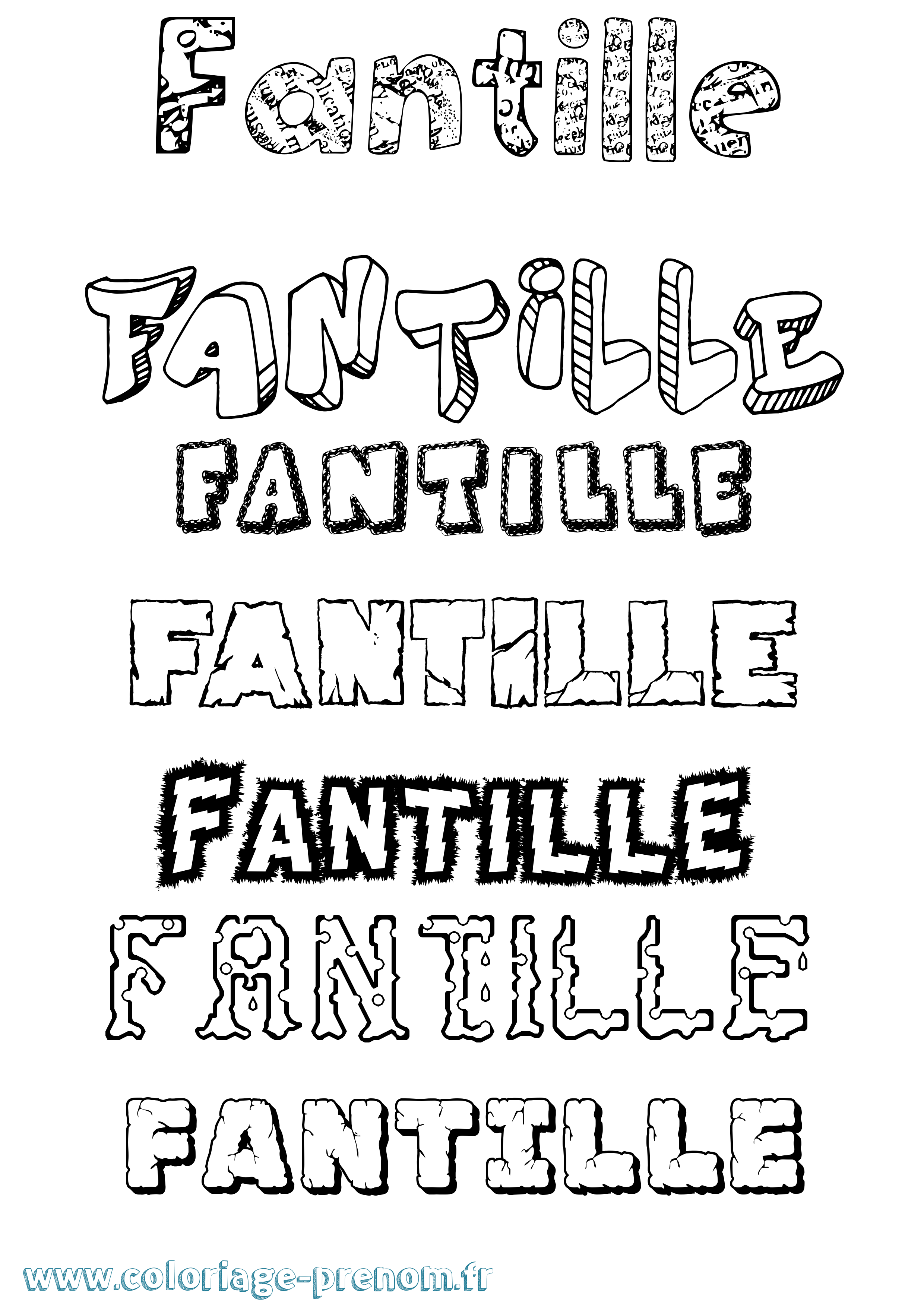 Coloriage Fantille Destructuré Coloriage prénom Fantille Destructuré