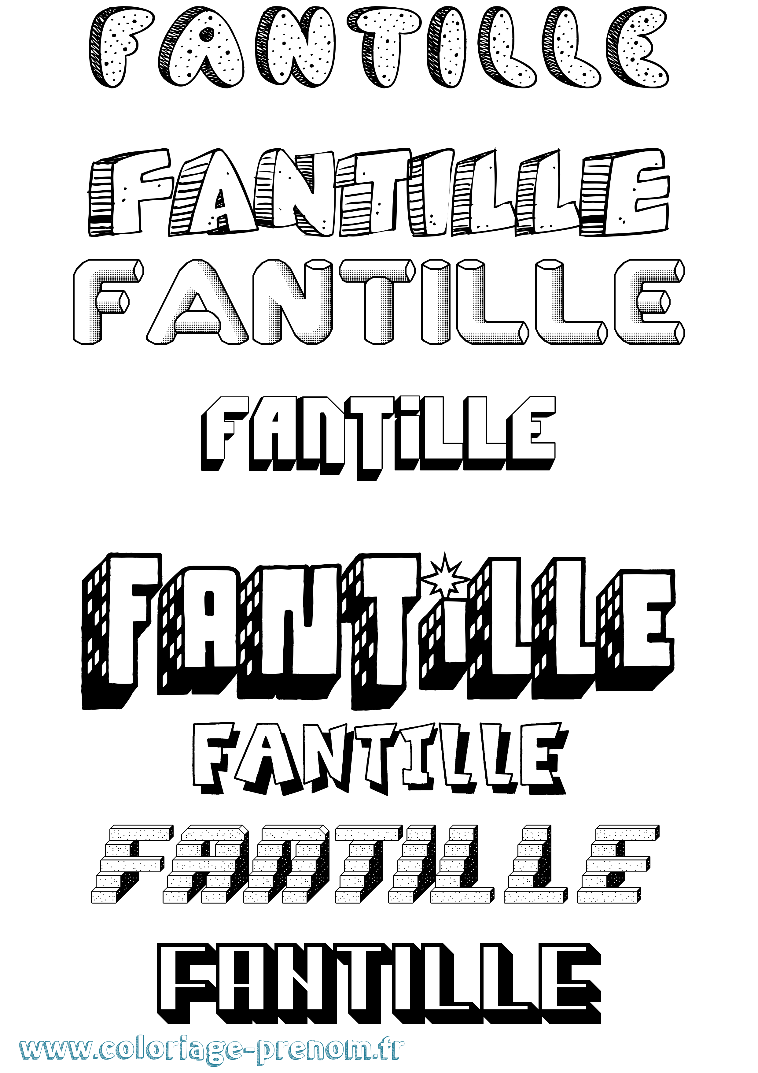 Coloriage Fantille Effet 3D Coloriage prénom Fantille Effet 3D