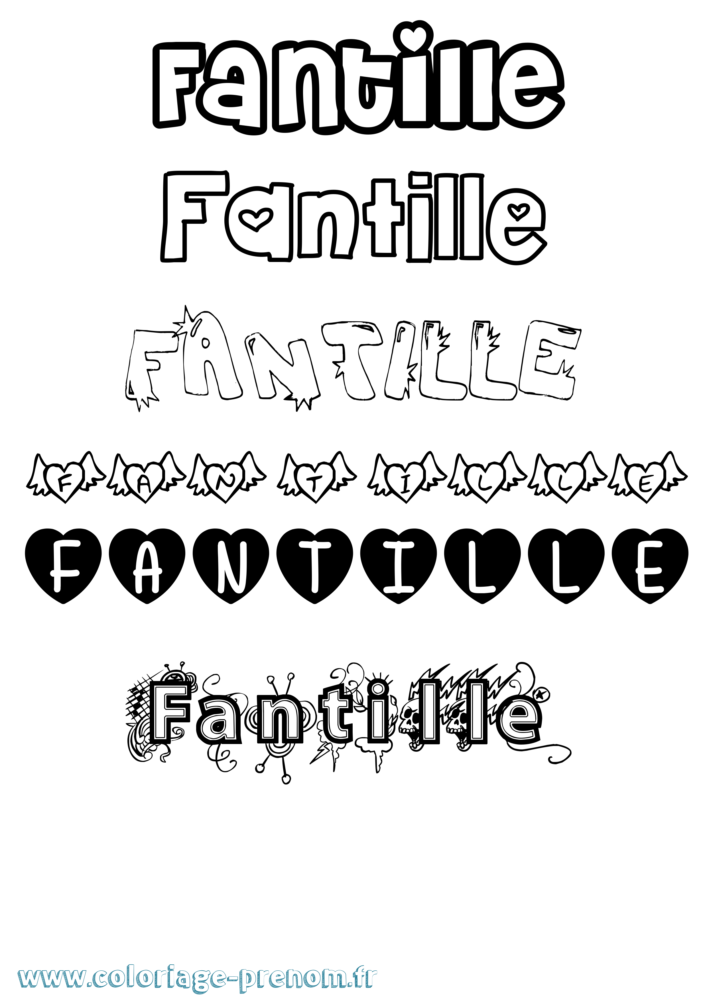 Coloriage Fantille Girly Coloriage prénom Fantille Girly