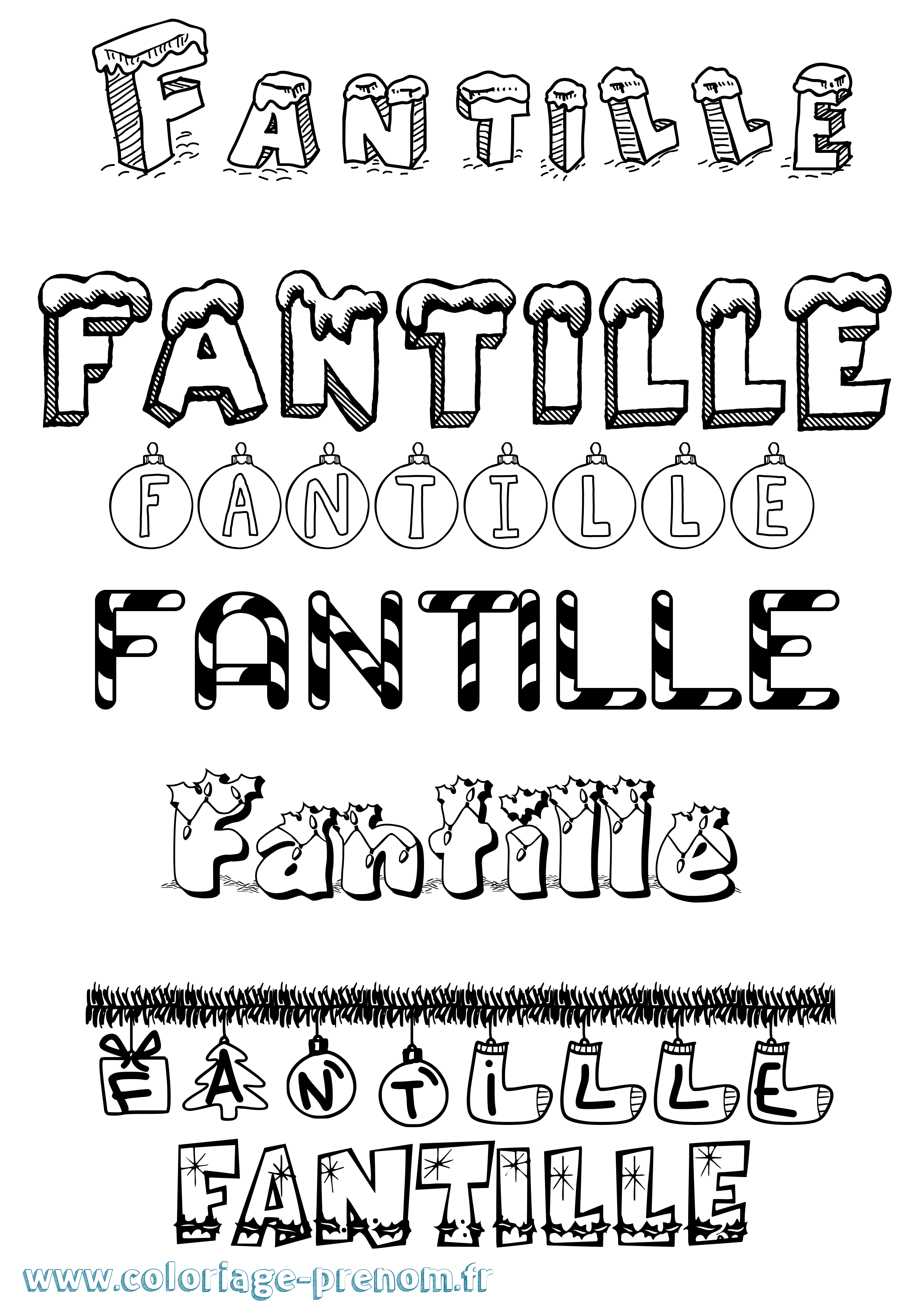 Coloriage Fantille Noël Coloriage prénom Fantille Noël
