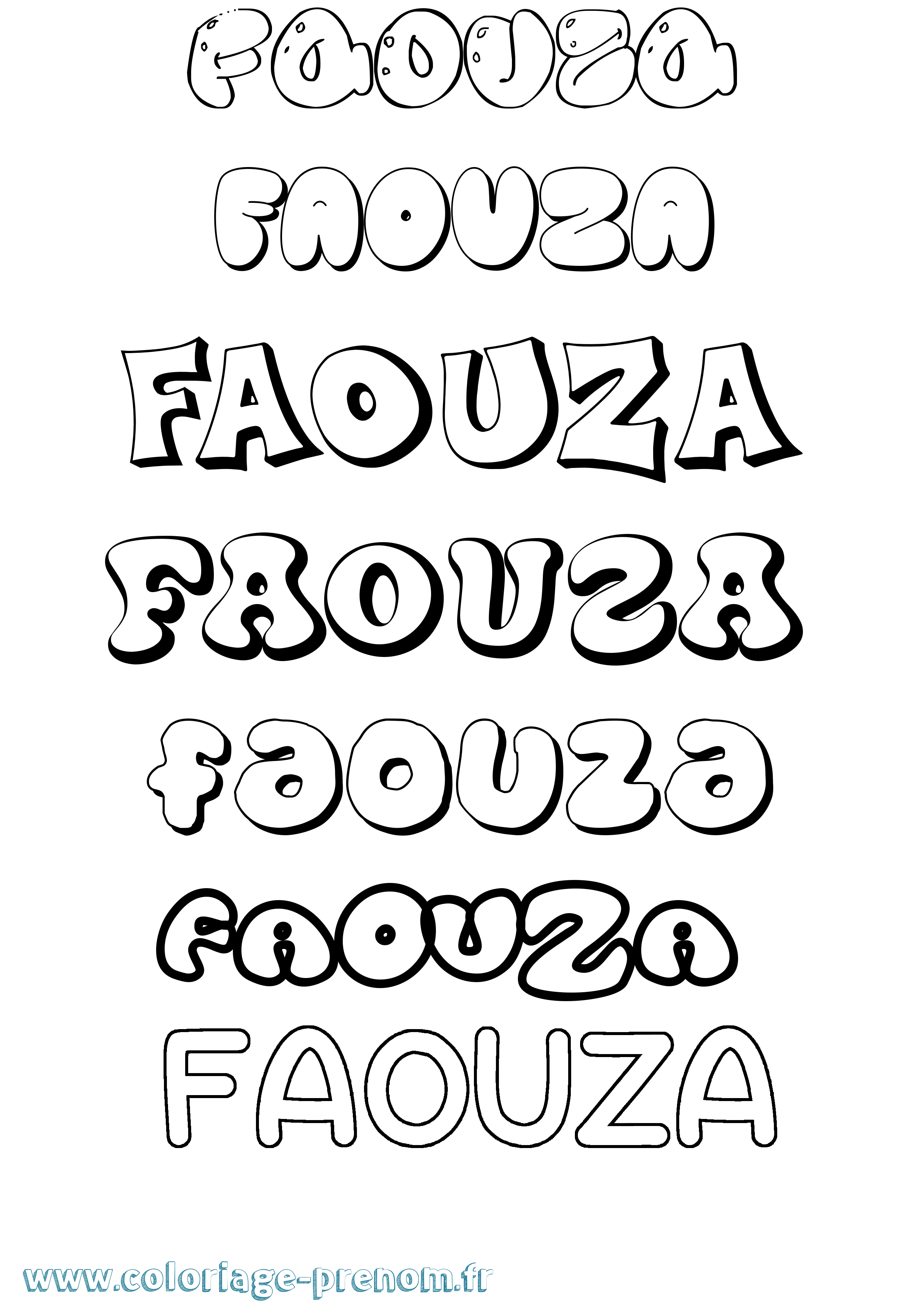Coloriage Faouza Bubble Coloriage prénom Faouza Bubble
