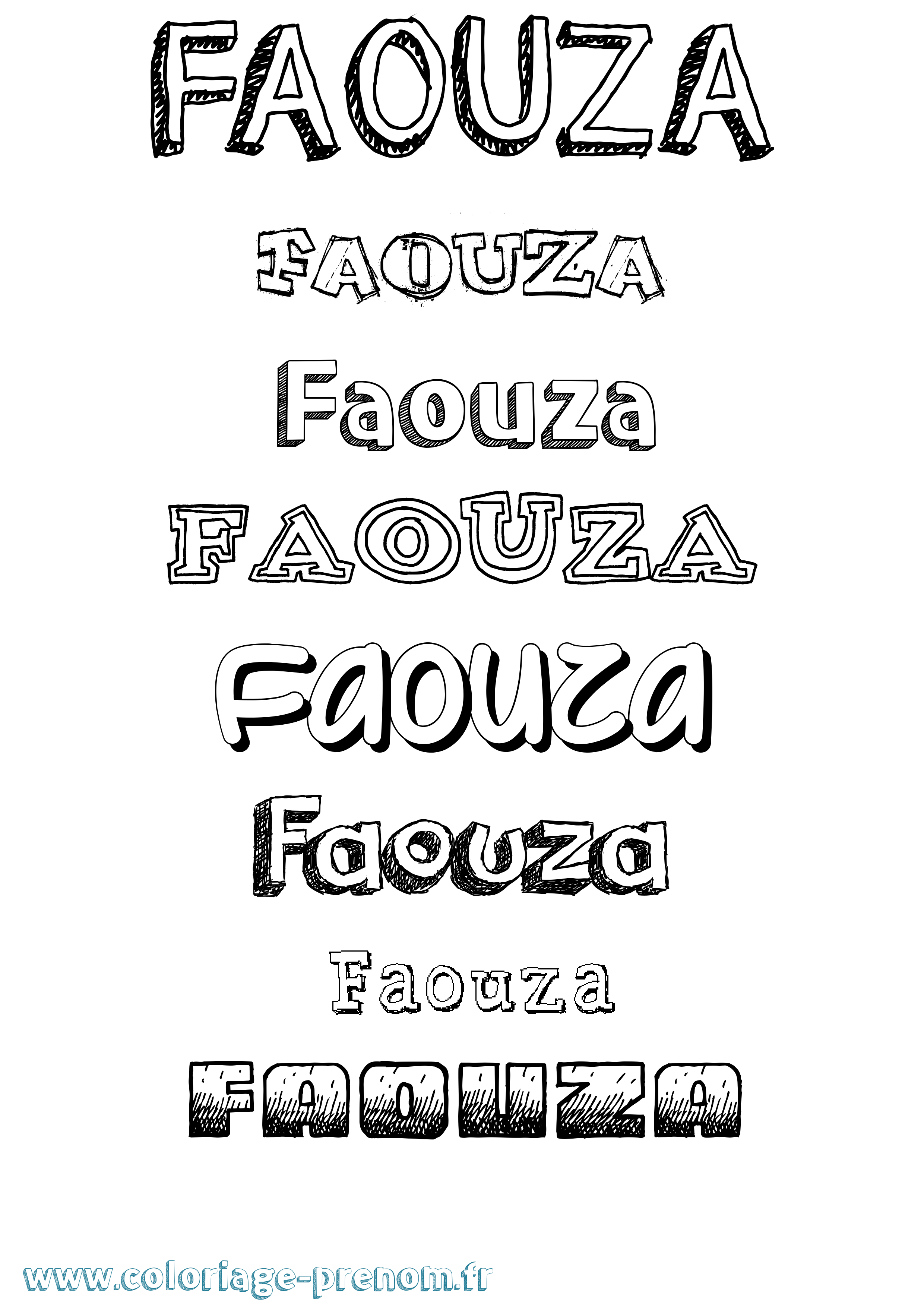 Coloriage Faouza Dessiné Coloriage prénom Faouza Dessiné