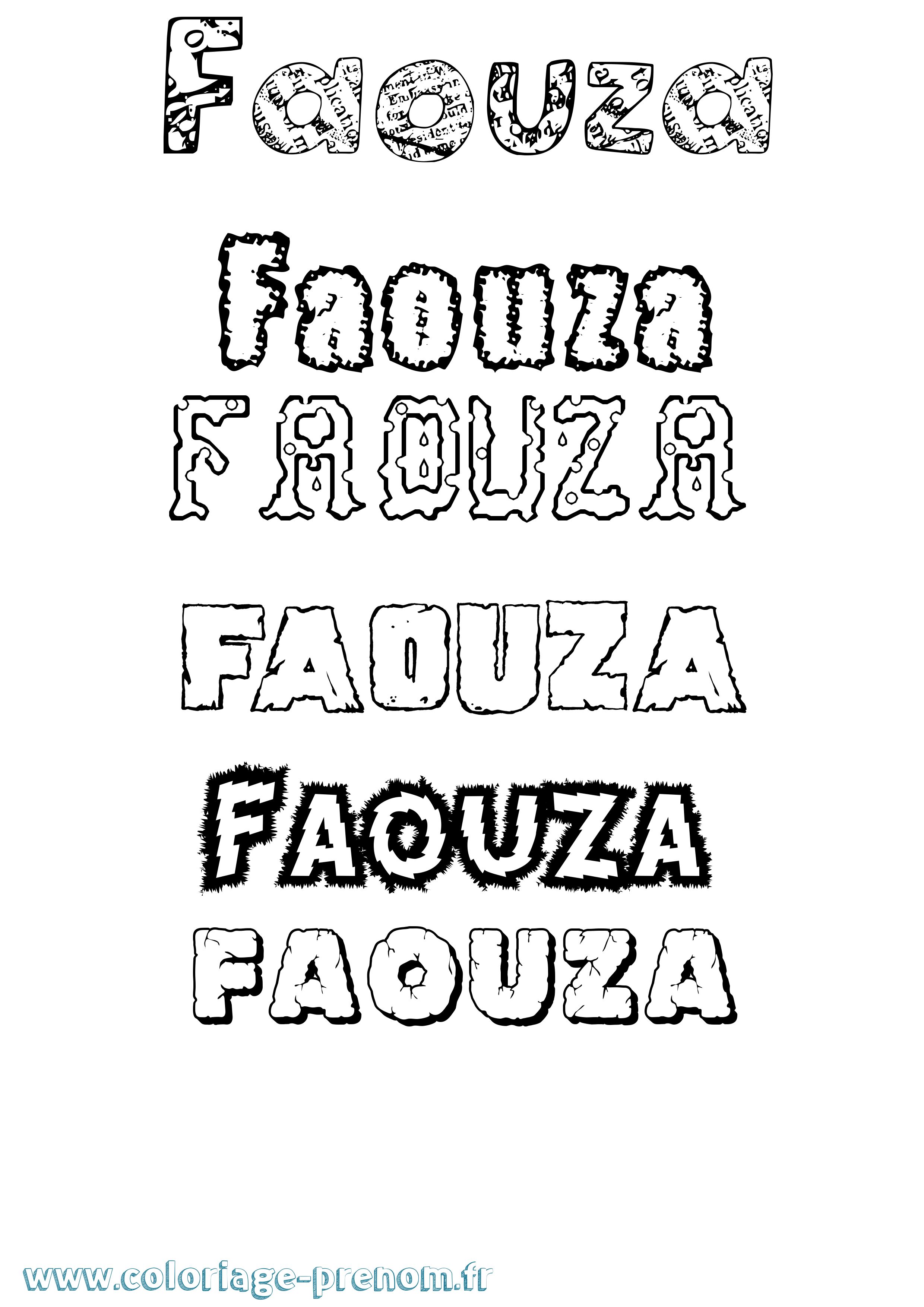 Coloriage Faouza Destructuré Coloriage prénom Faouza Destructuré