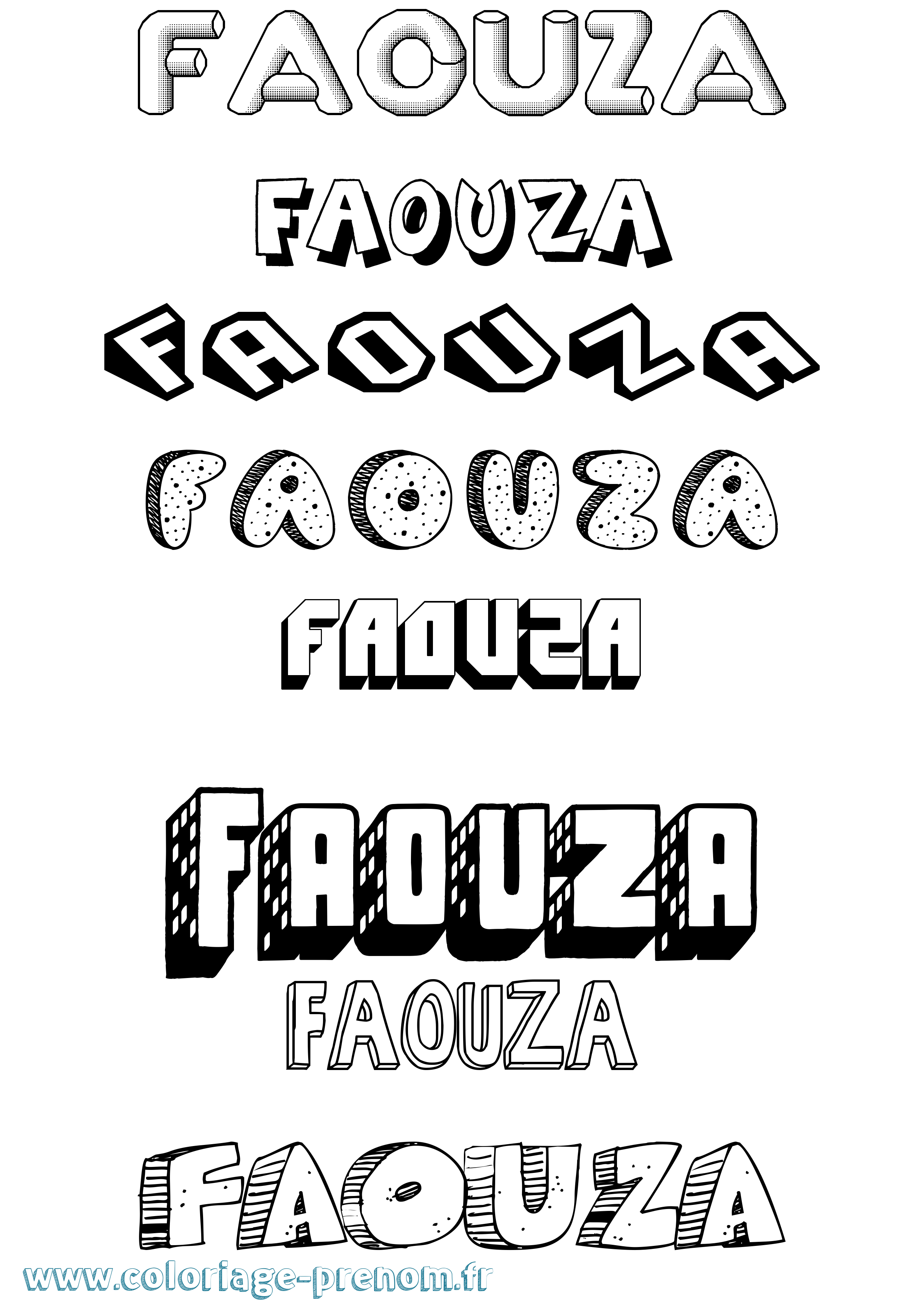 Coloriage Faouza Effet 3D Coloriage prénom Faouza Effet 3D