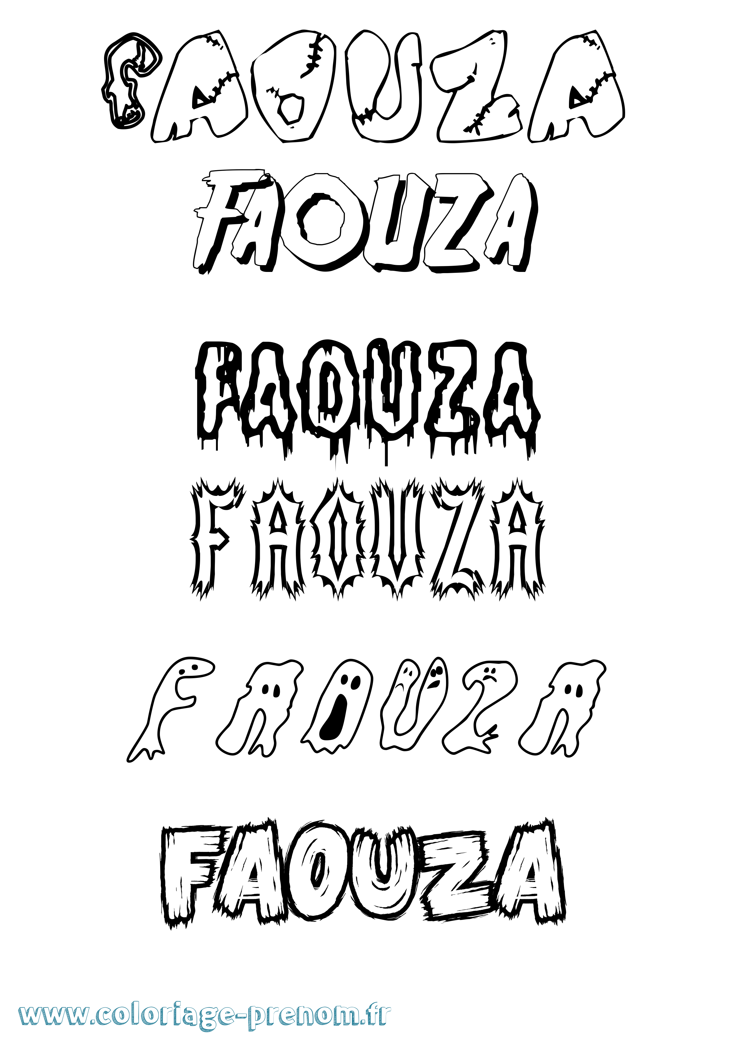 Coloriage Faouza Frisson Coloriage prénom Faouza Frisson