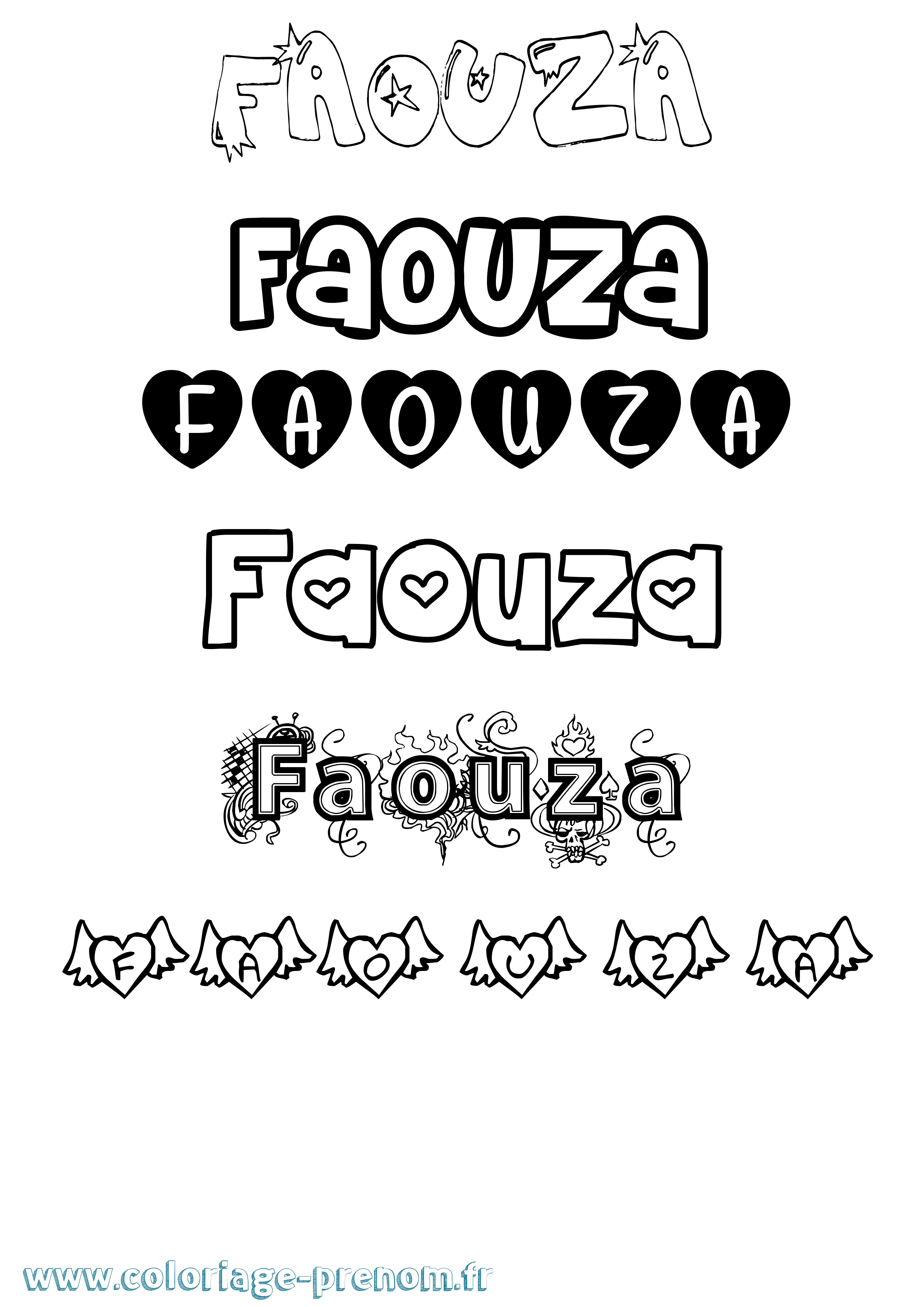 Coloriage Faouza Girly Coloriage prénom Faouza Girly