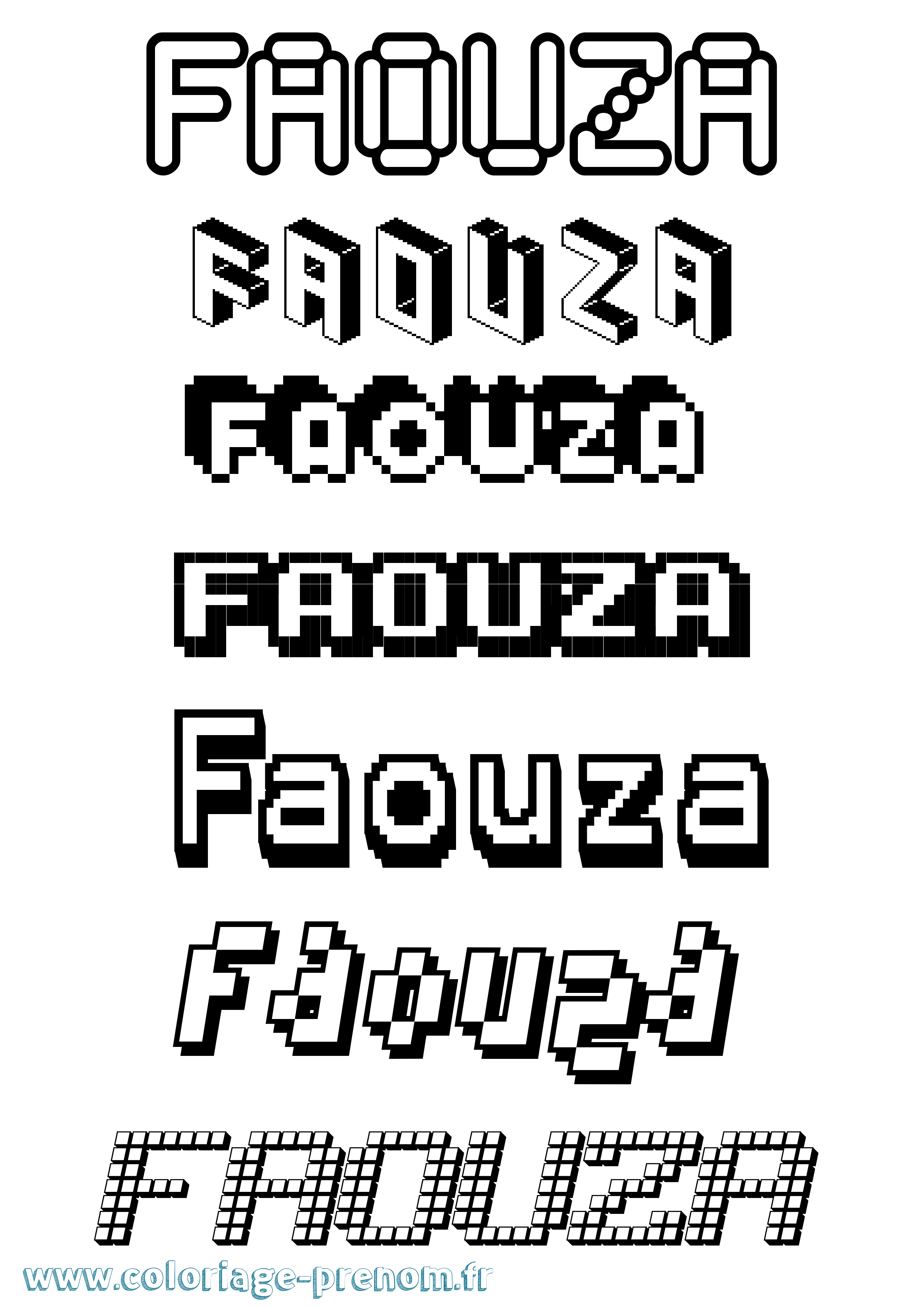 Coloriage Faouza Pixel Coloriage prénom Faouza Pixel