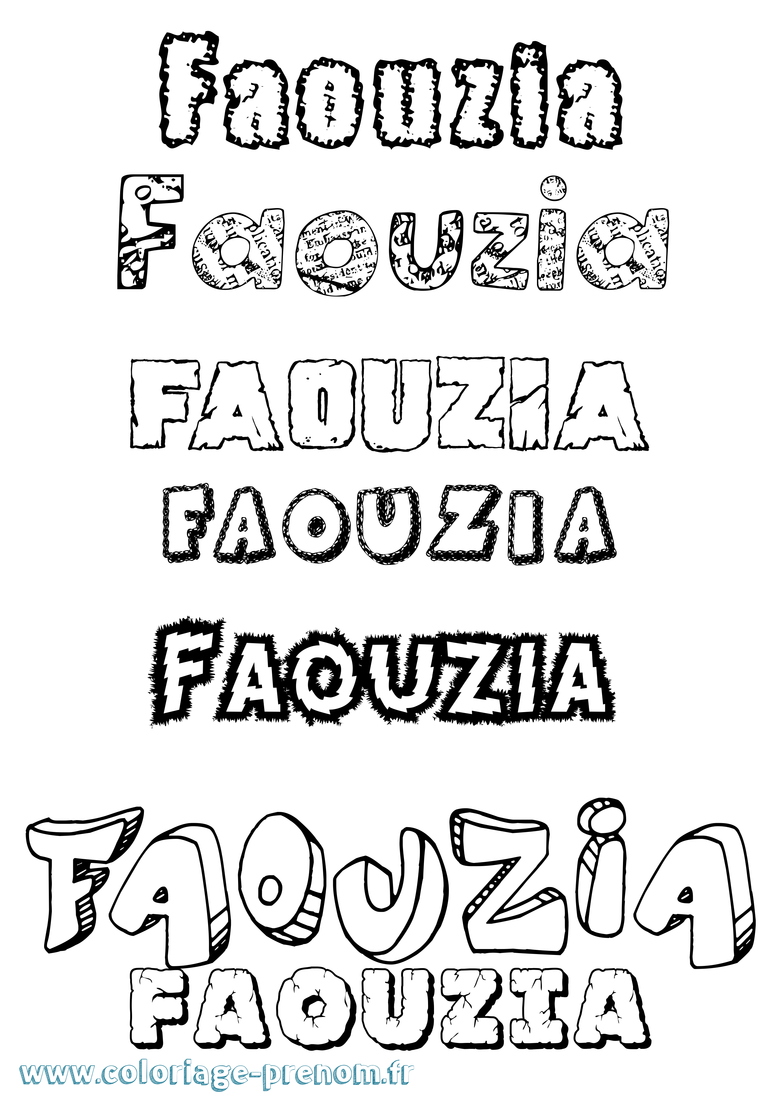 Coloriage prénom Faouzia Destructuré