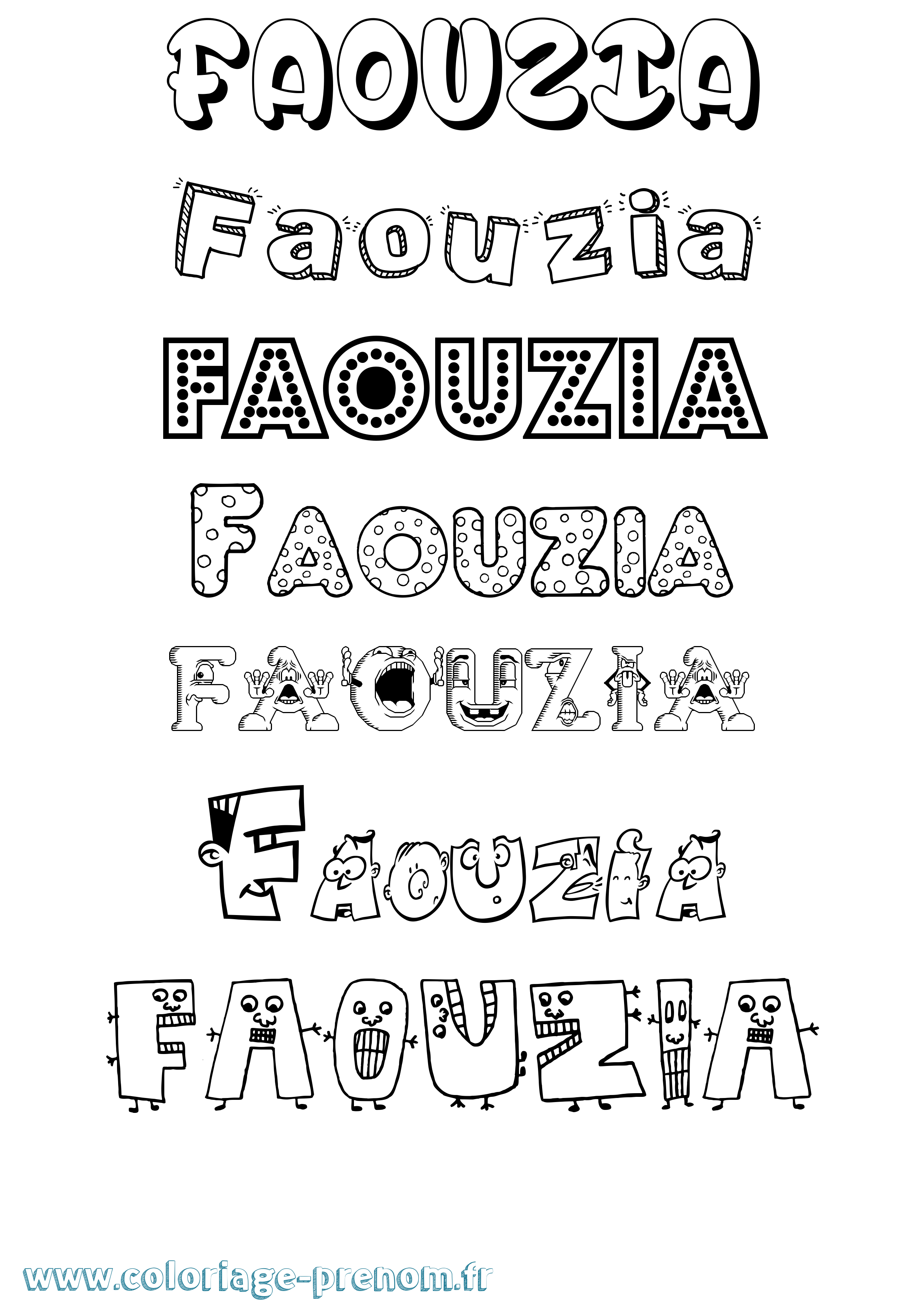 Coloriage prénom Faouzia Fun