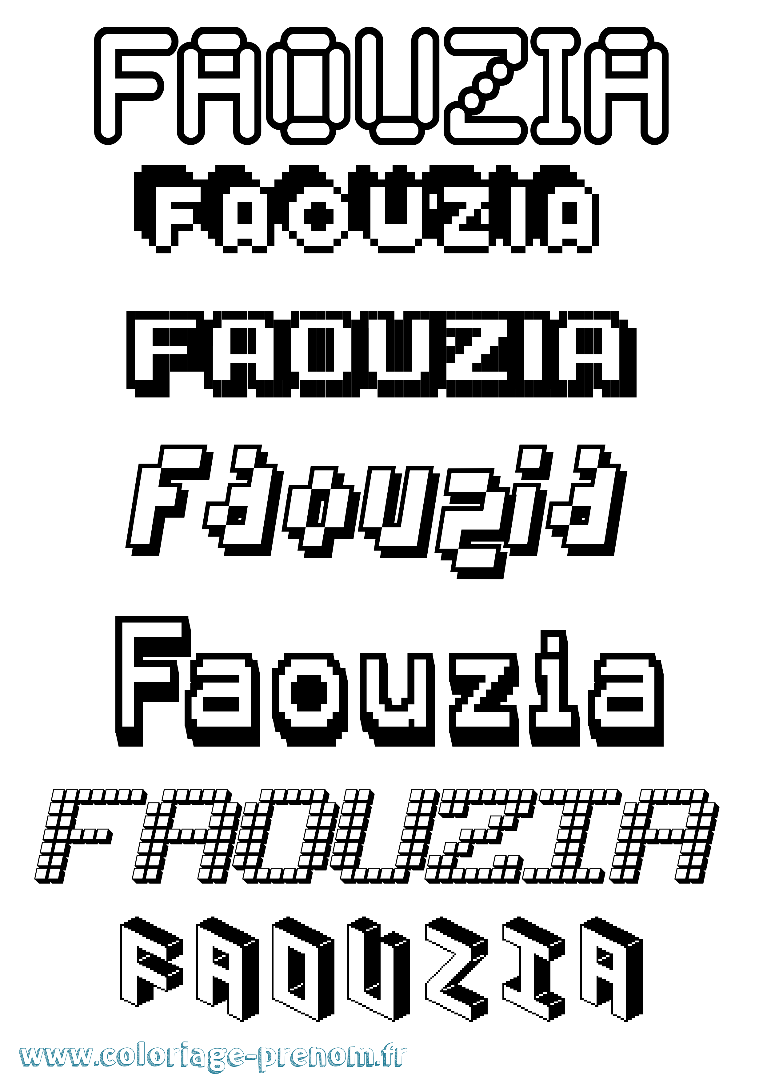 Coloriage prénom Faouzia Pixel