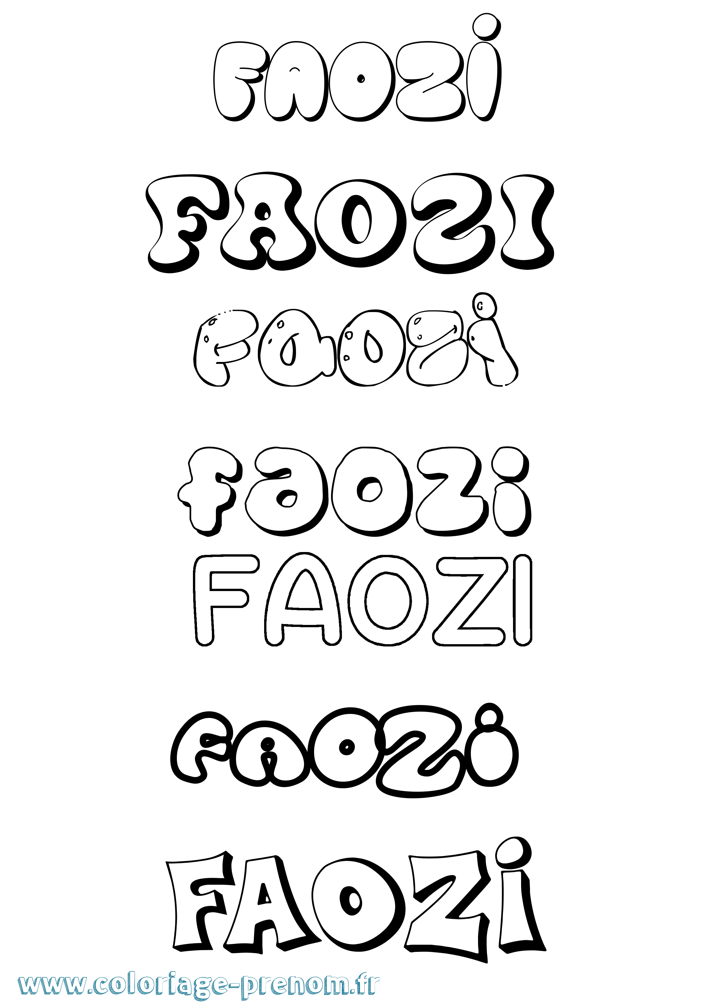 Coloriage prénom Faozi Bubble