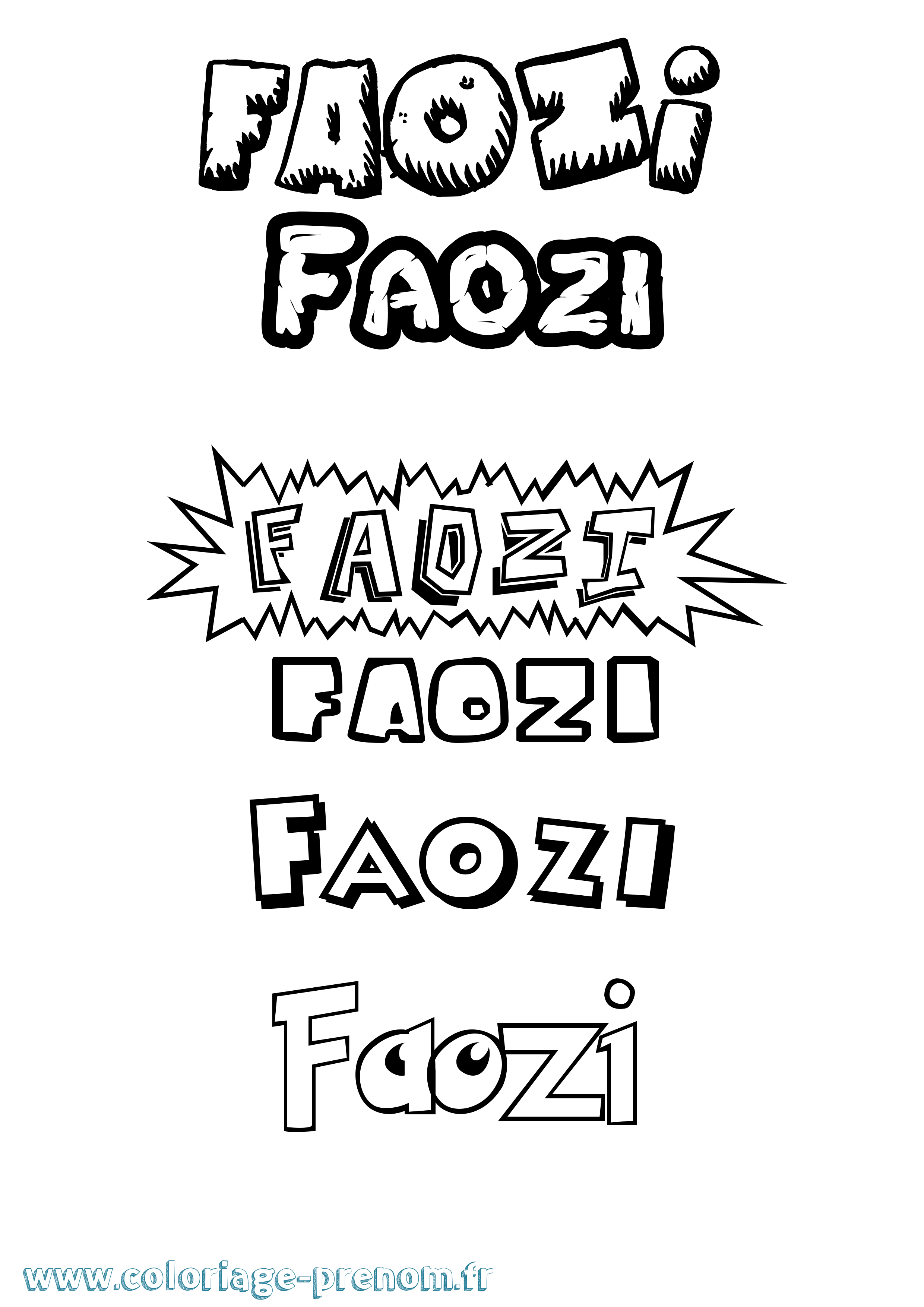 Coloriage prénom Faozi Dessin Animé