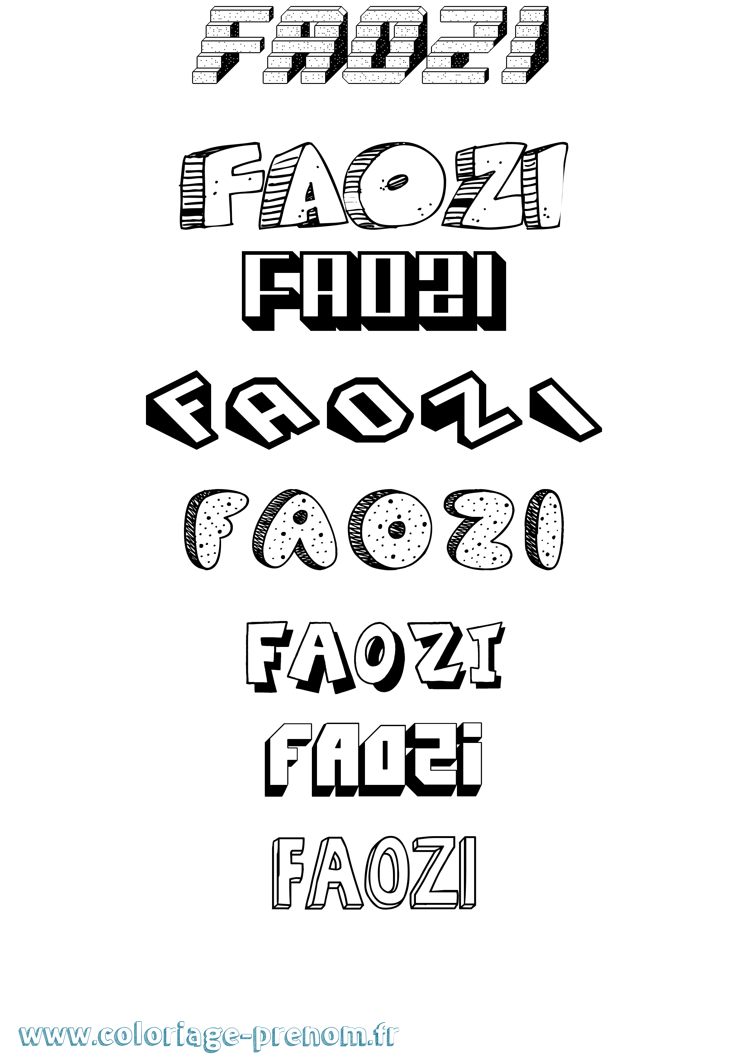 Coloriage prénom Faozi Effet 3D