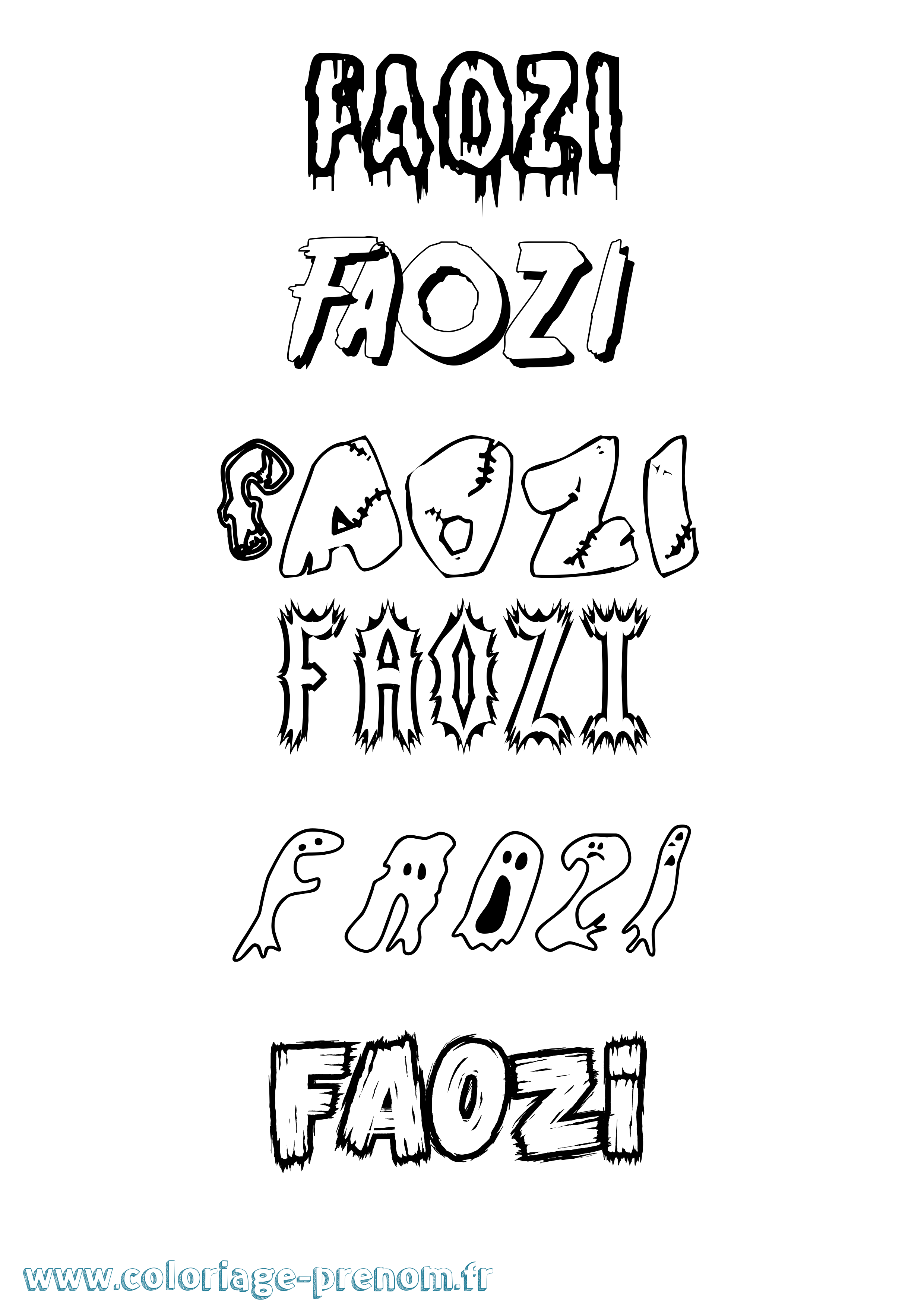 Coloriage prénom Faozi Frisson