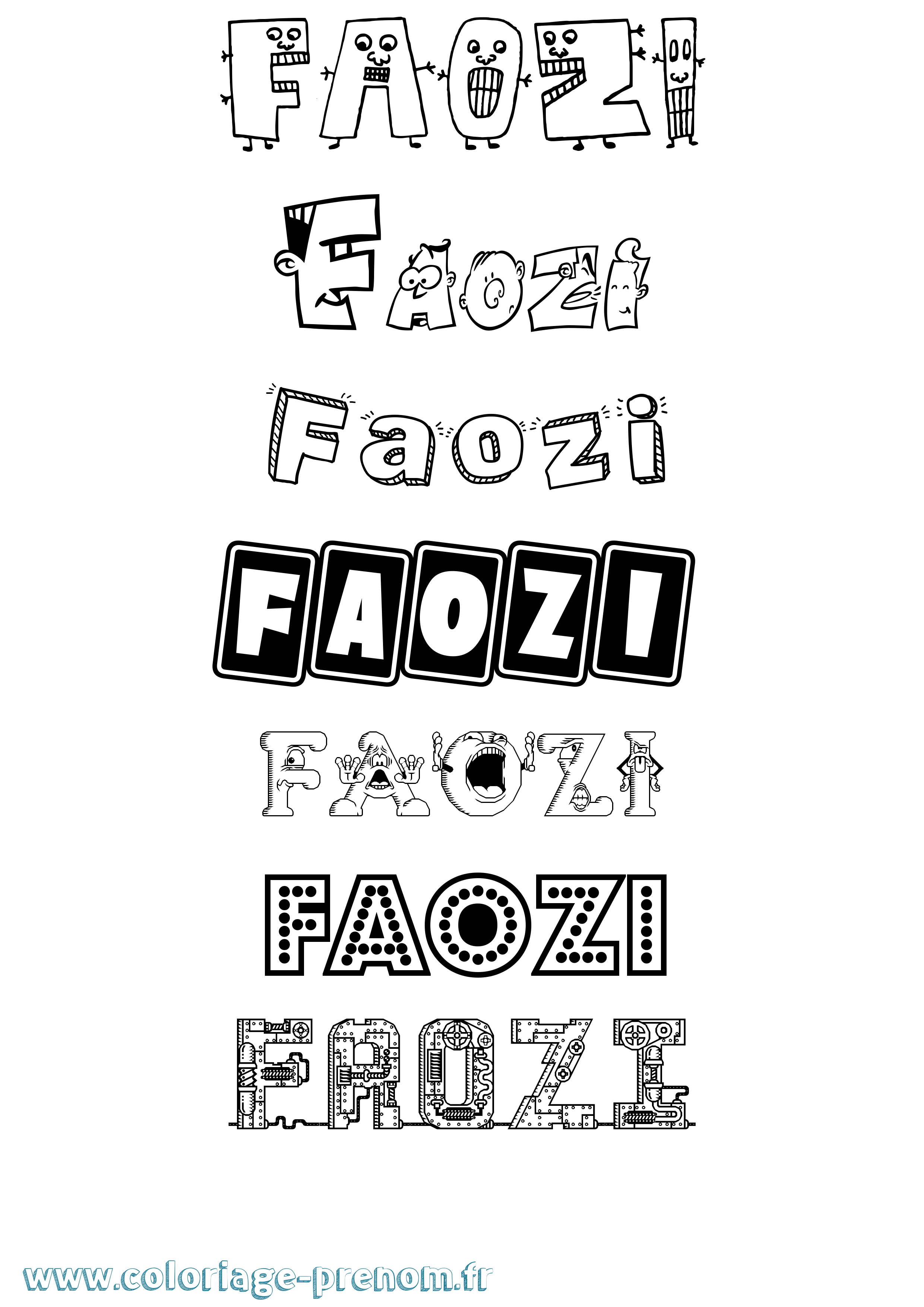 Coloriage prénom Faozi Fun