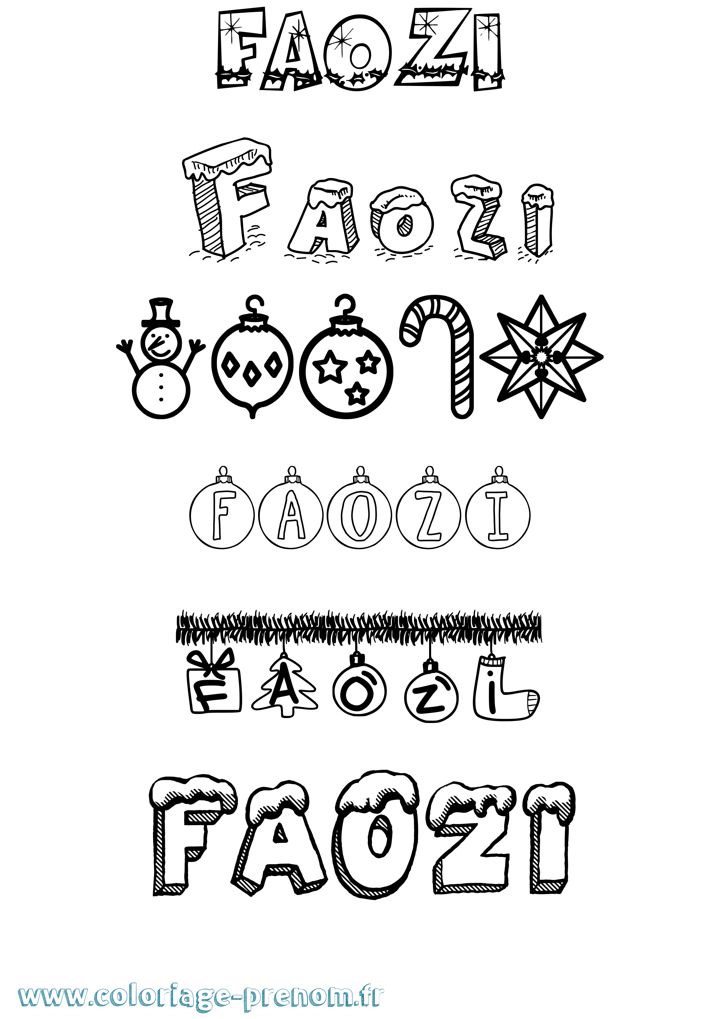 Coloriage prénom Faozi Noël