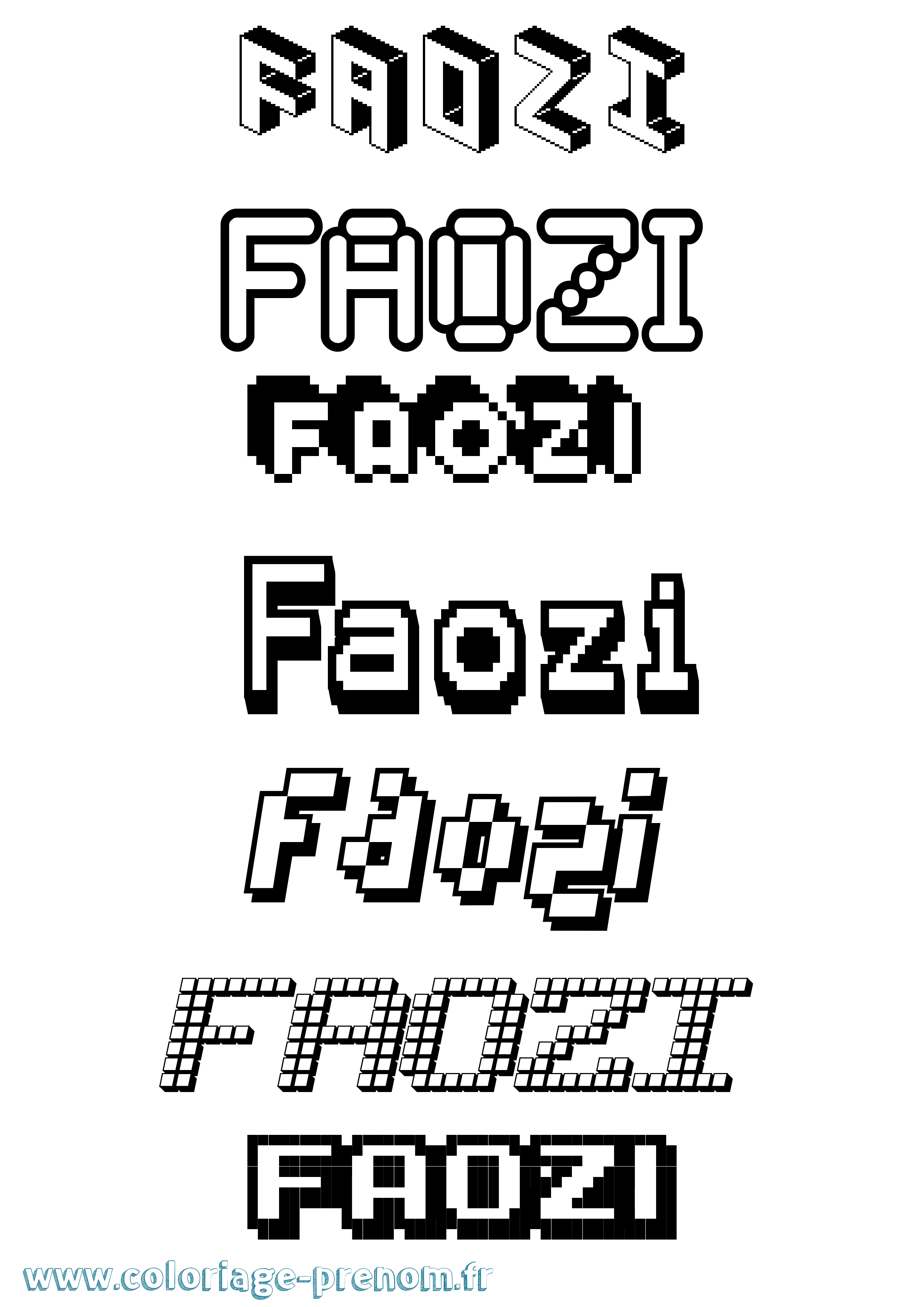 Coloriage prénom Faozi Pixel