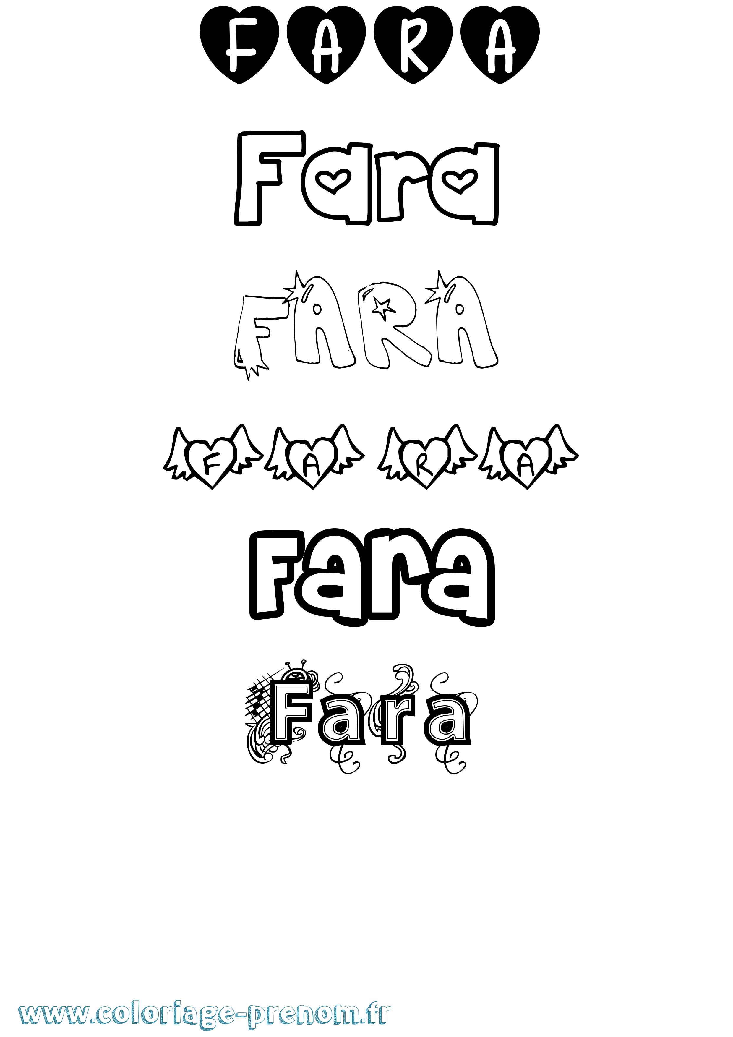 Coloriage Fara Girly Coloriage prénom Fara Girly