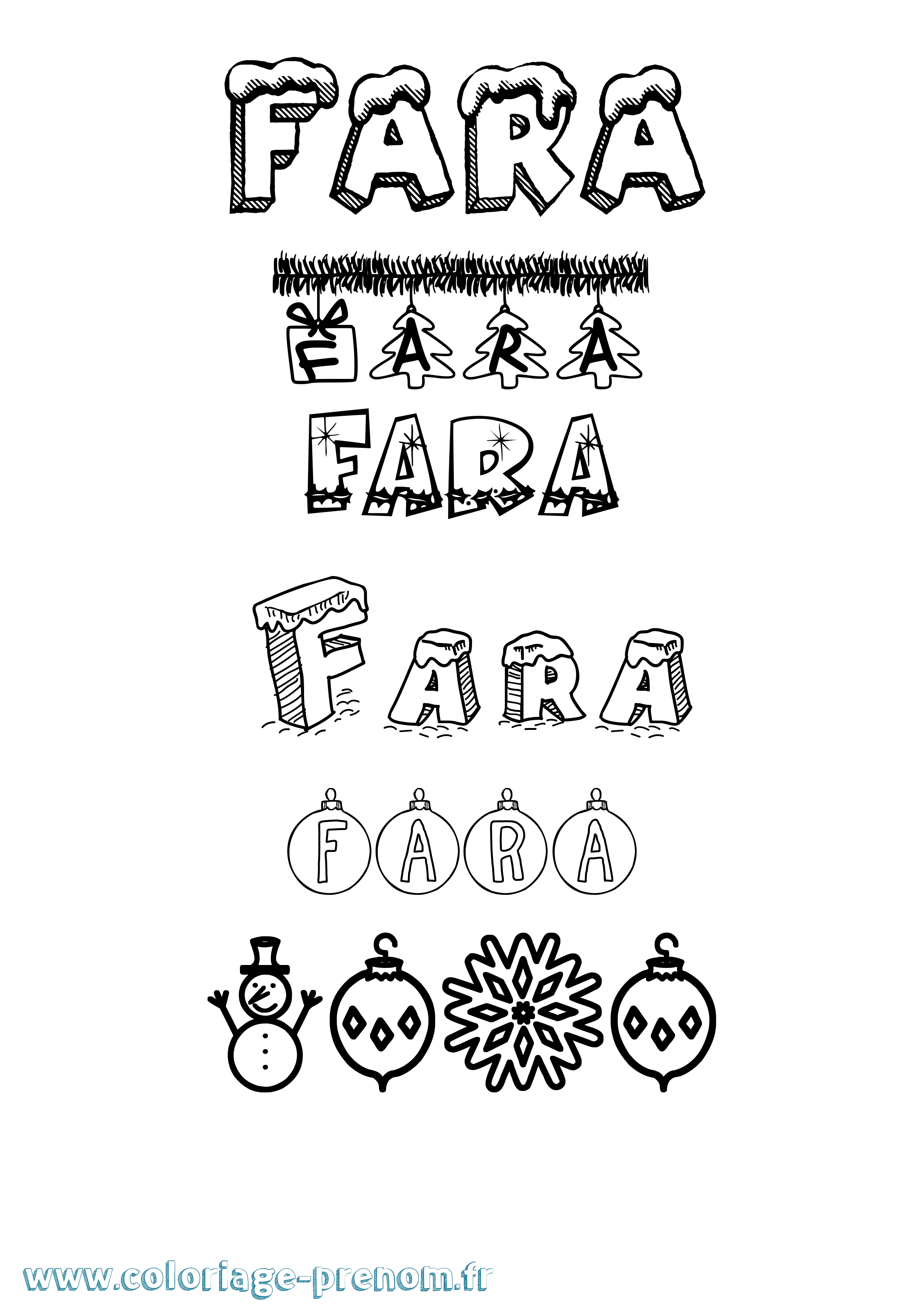 Coloriage Fara Noël Coloriage prénom Fara Noël