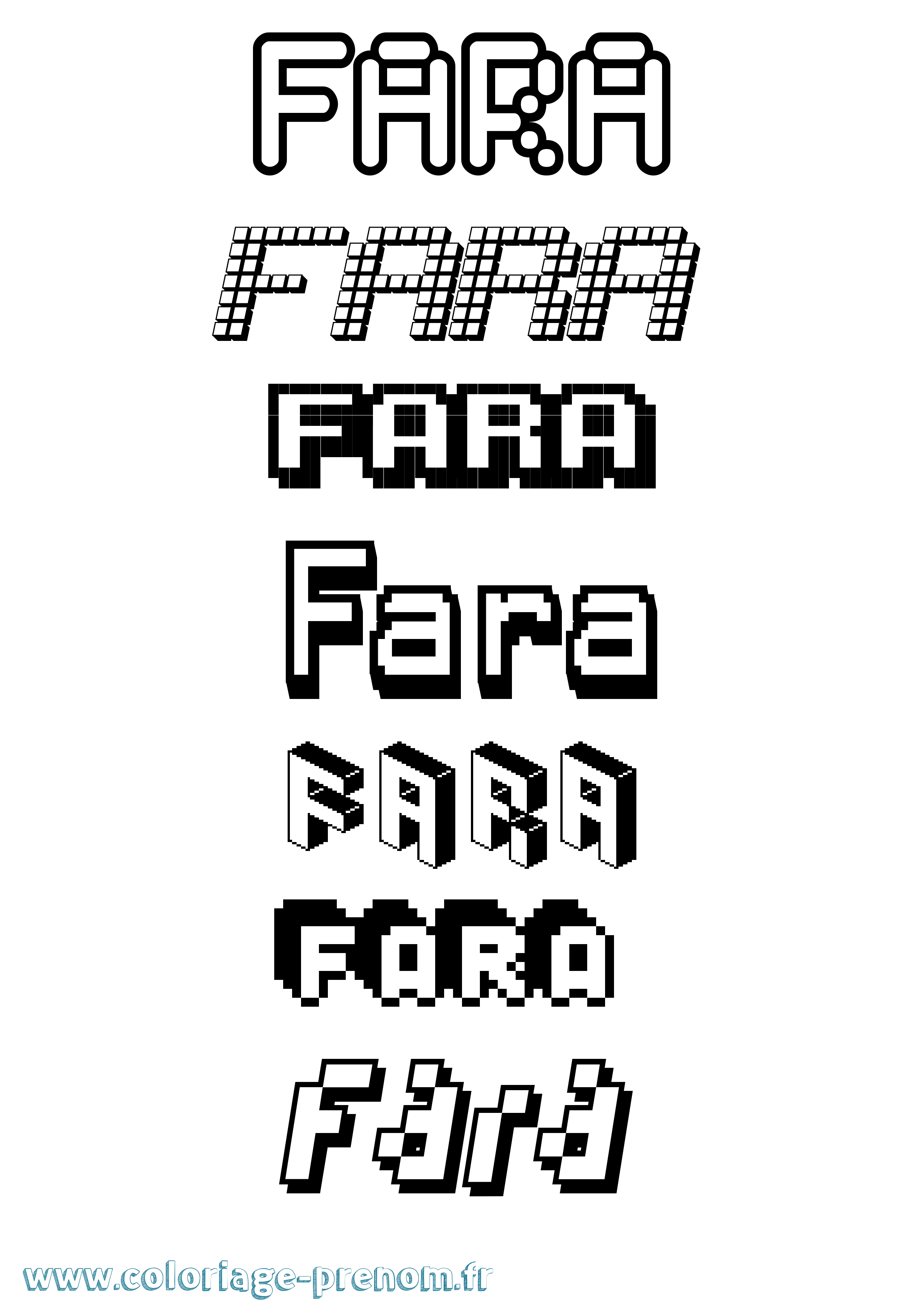 Coloriage Fara Pixel Coloriage prénom Fara Pixel