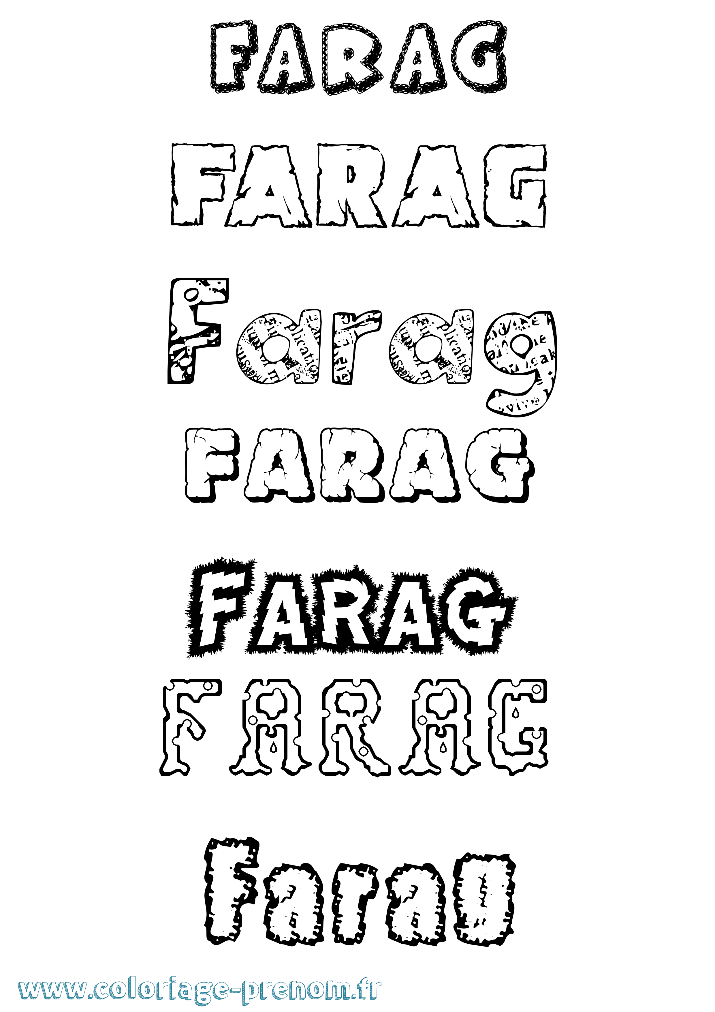 Coloriage Farag Destructuré Coloriage prénom Farag Destructuré