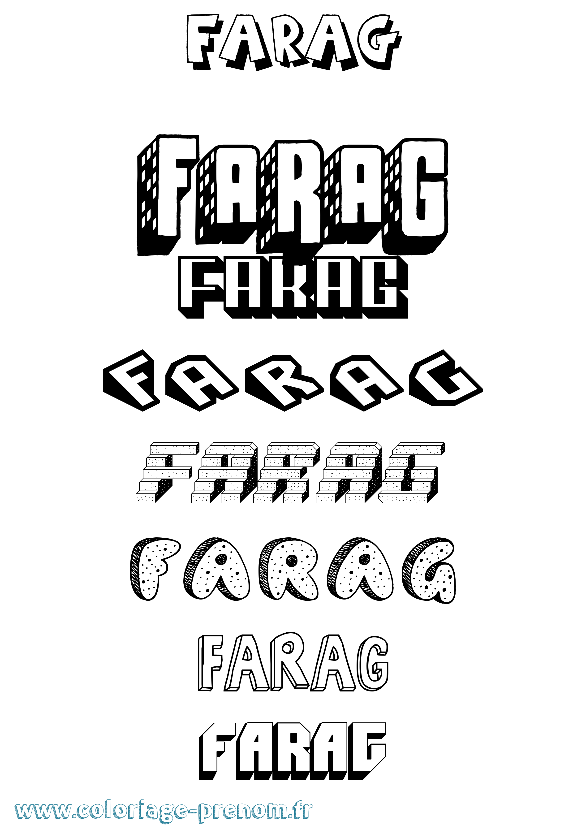 Coloriage Farag Effet 3D Coloriage prénom Farag Effet 3D