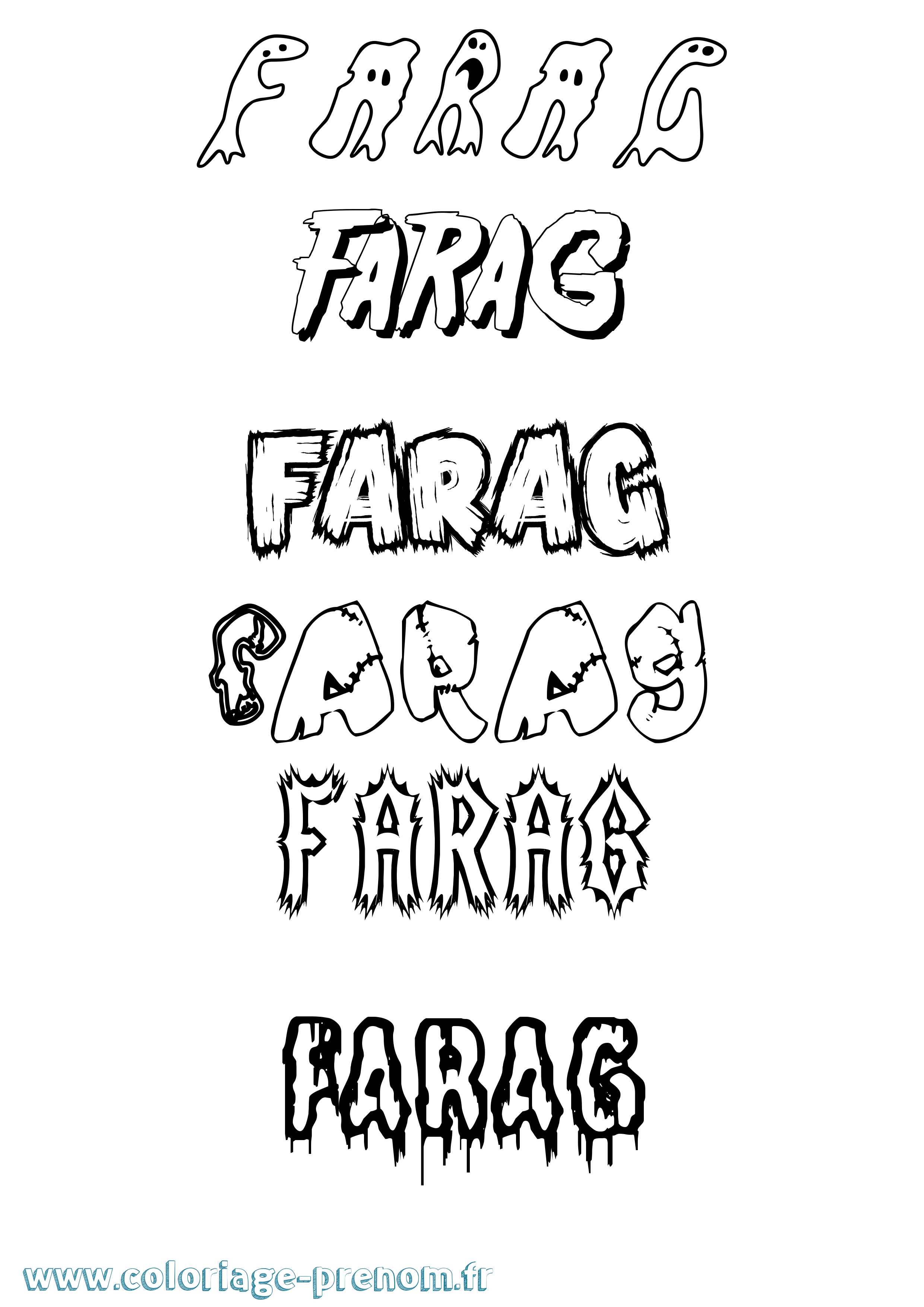 Coloriage Farag Frisson Coloriage prénom Farag Frisson