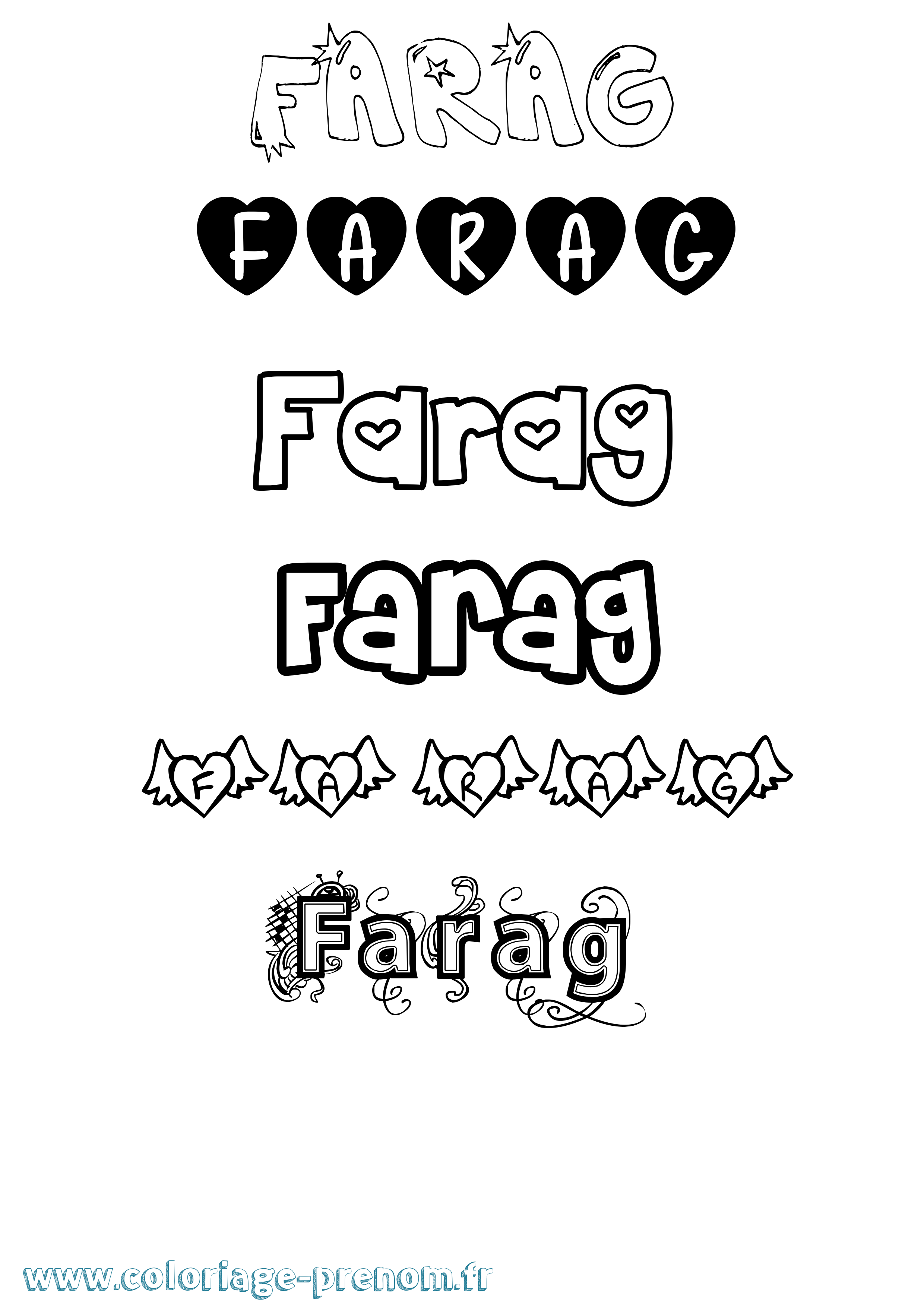Coloriage prénom Farag Girly