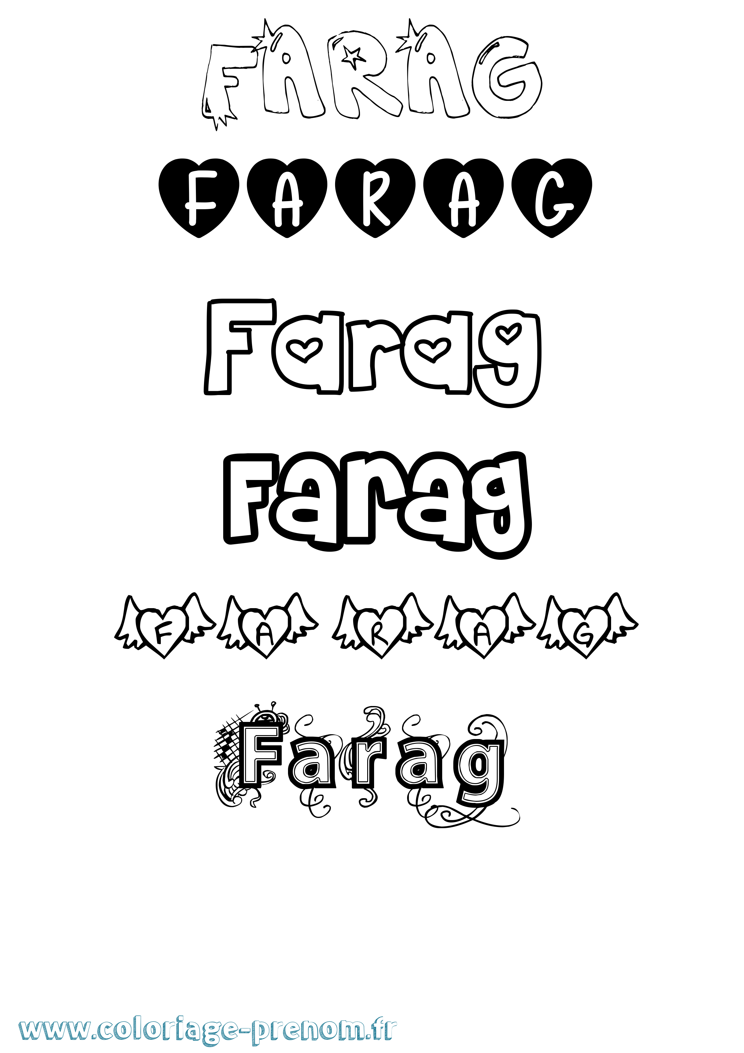 Coloriage Farag Girly Coloriage prénom Farag Girly