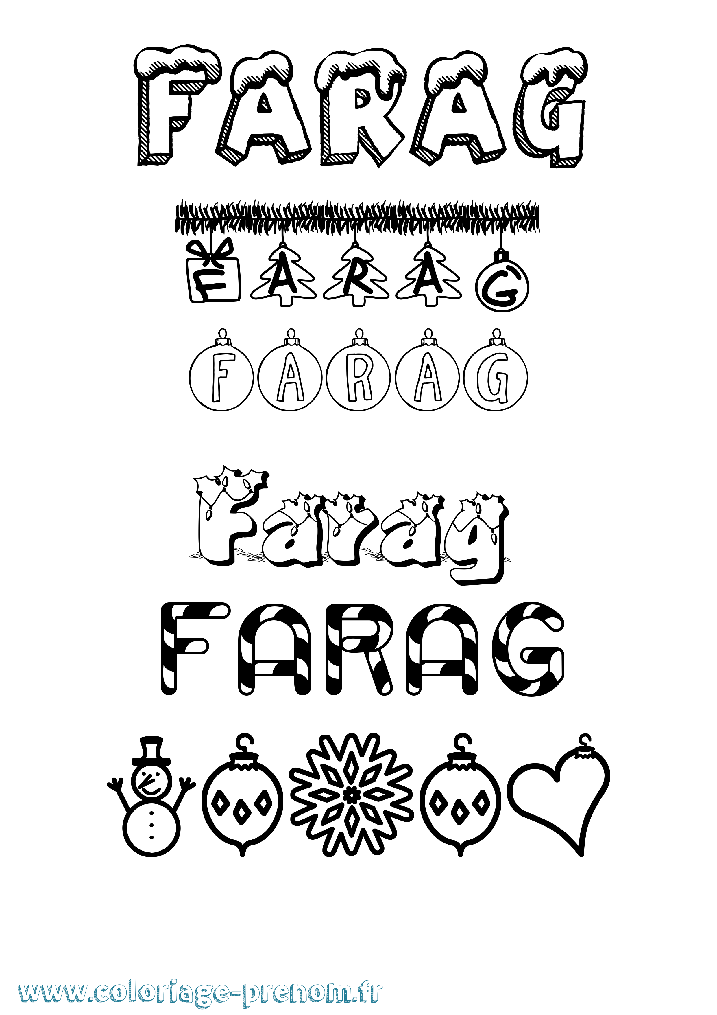 Coloriage Farag Noël Coloriage prénom Farag Noël