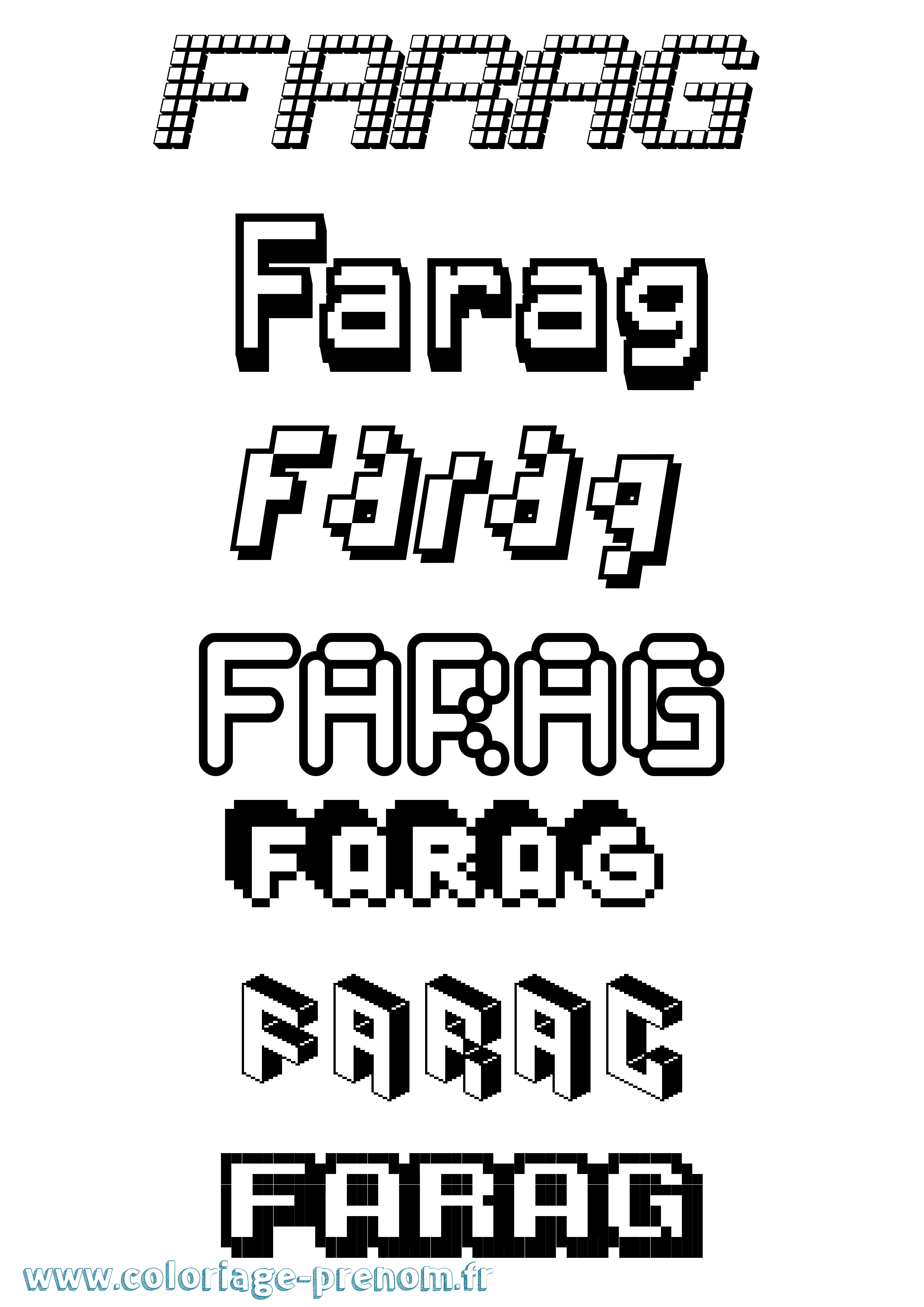 Coloriage Farag Pixel Coloriage prénom Farag Pixel